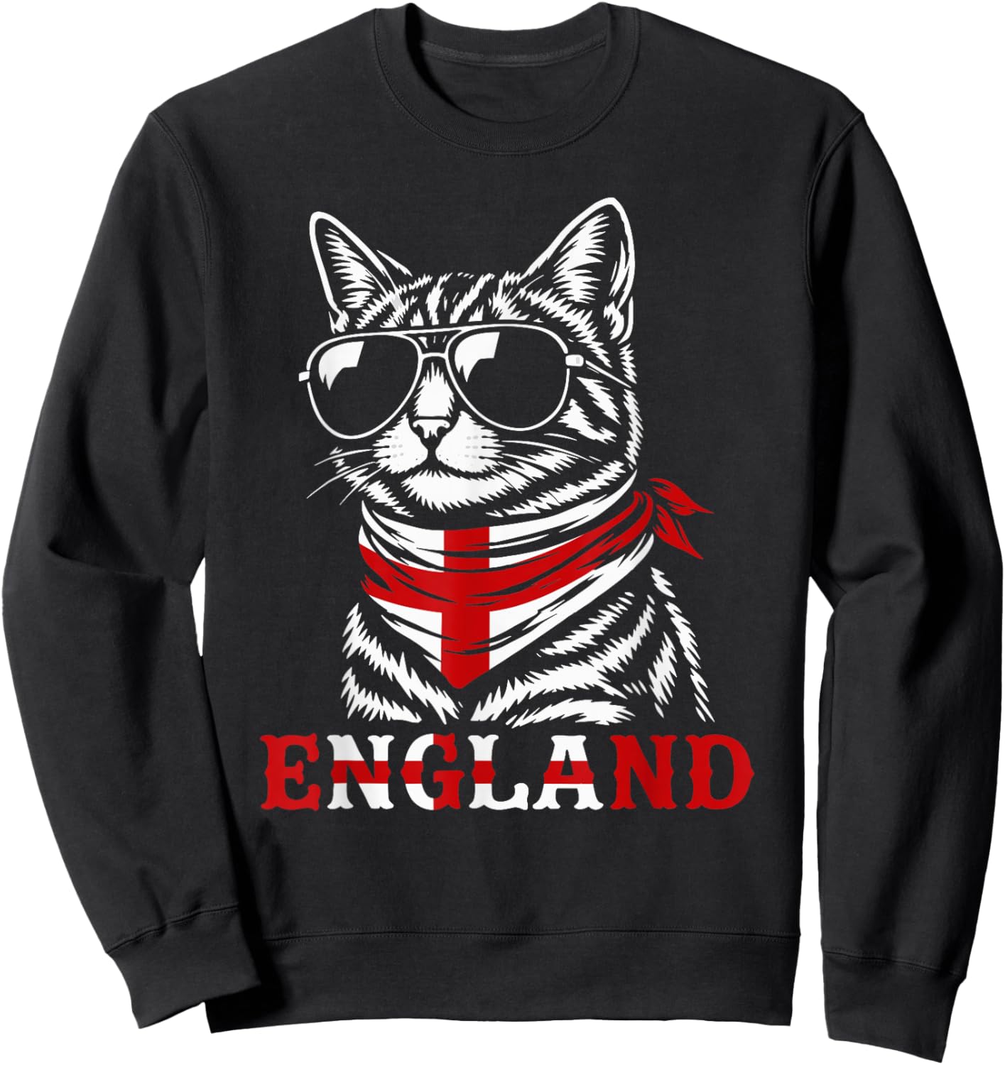 English Flag Funny Cat England Sweatshirt - Sweatshirt | Black
