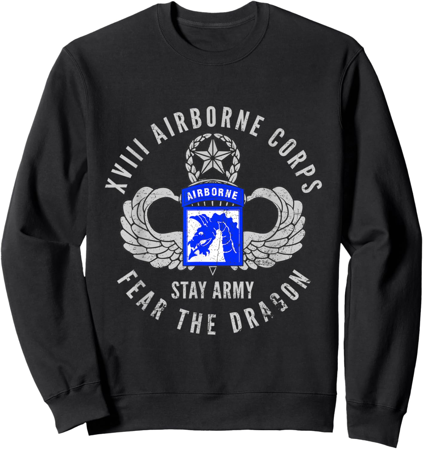 Proud 18th XVIII Airborne Corps US Veteran Fear The Dragon Sweatshirt - Sweatshirt | Black