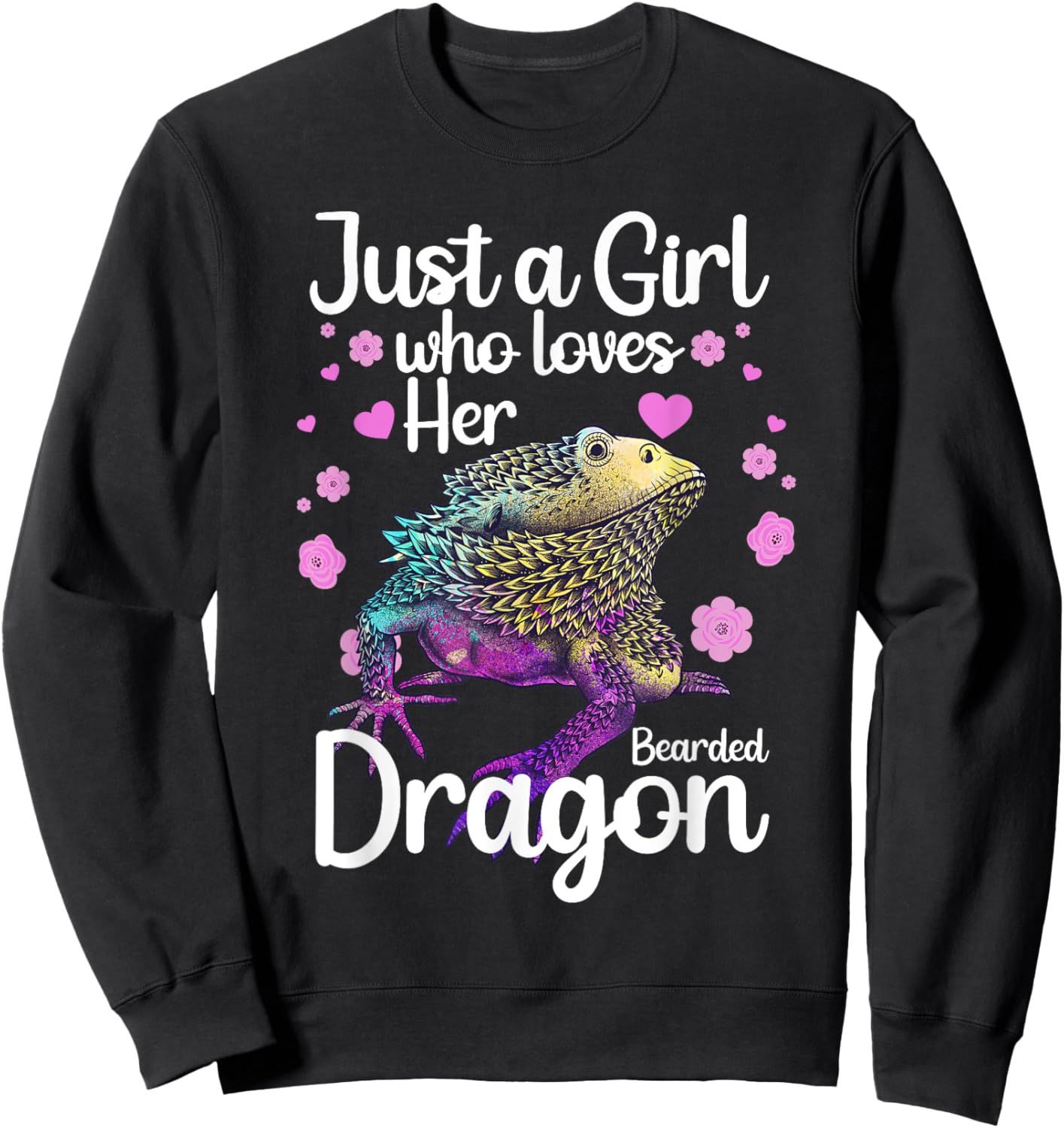 Cool Bearded Dragon Art For Girls Women Bearded Dragon Lover Sweatshirt - Sweatshirt | Black