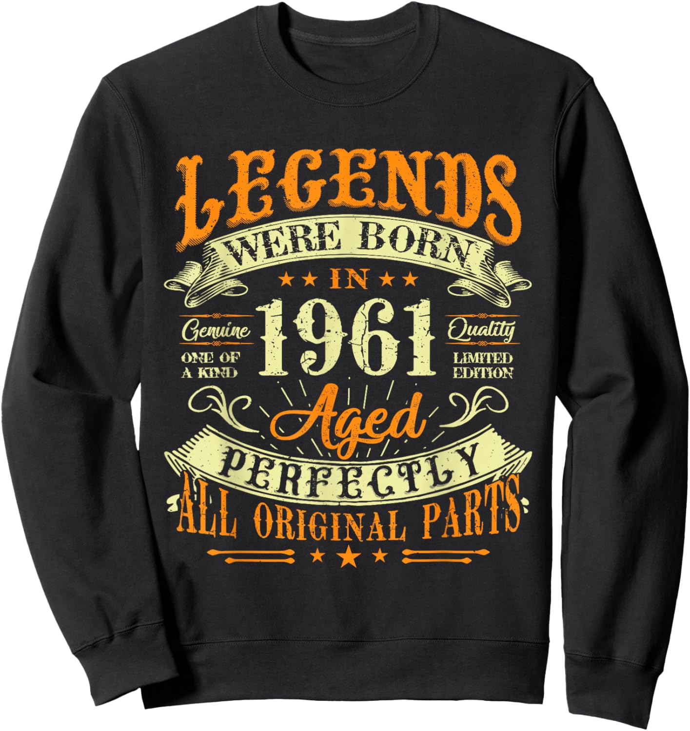 64th Birthday Vintage Legends Born In 1961 64 Years Old Sweatshirt - Sweatshirt | Black
