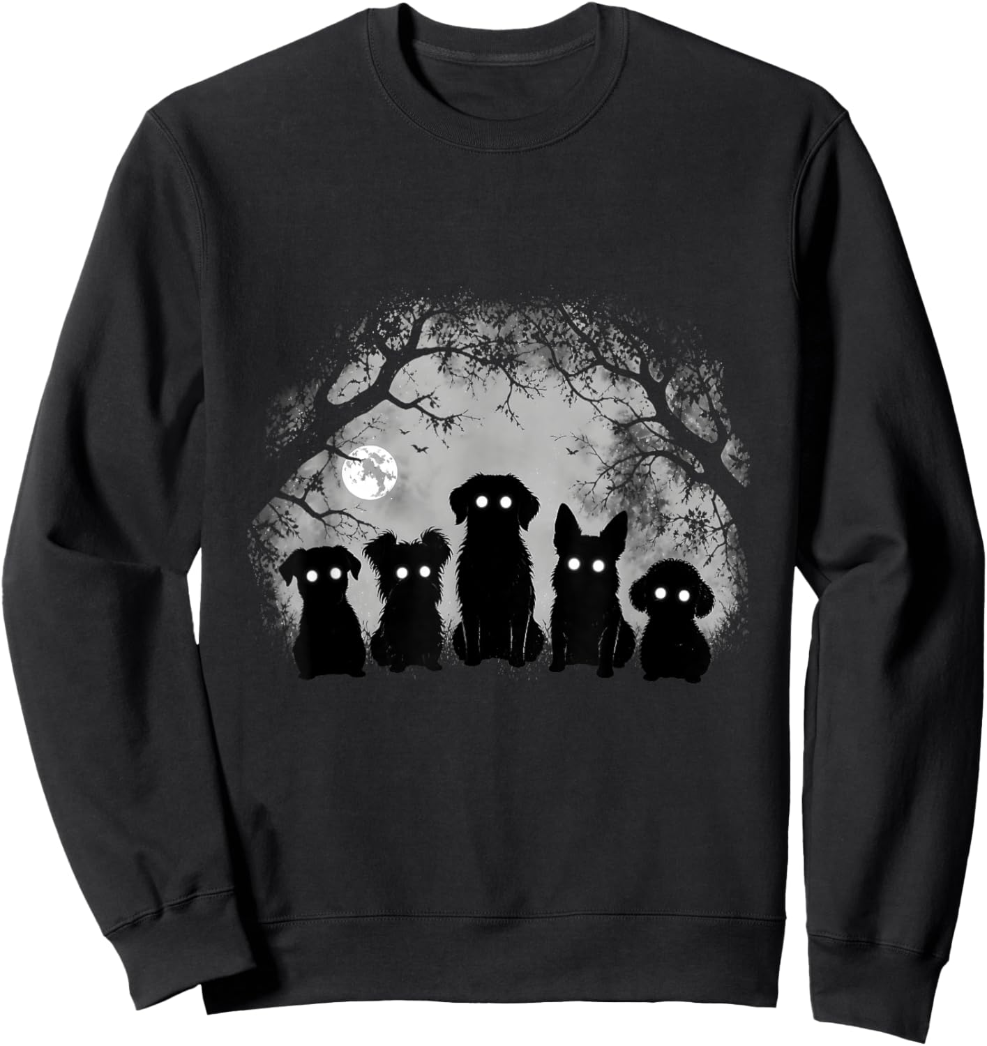 Creepy Funny Spooky Dog Alt Goth Grunge Horror Aesthetic Sweatshirt - Sweatshirt | Black
