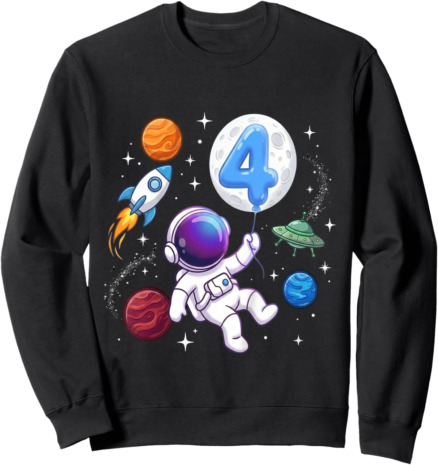 Kinder Astronaut 4. Geburtstag - Junge 4 Jahre alt Kindergeburtstag Sweatshirt - Sweatshirt | Black