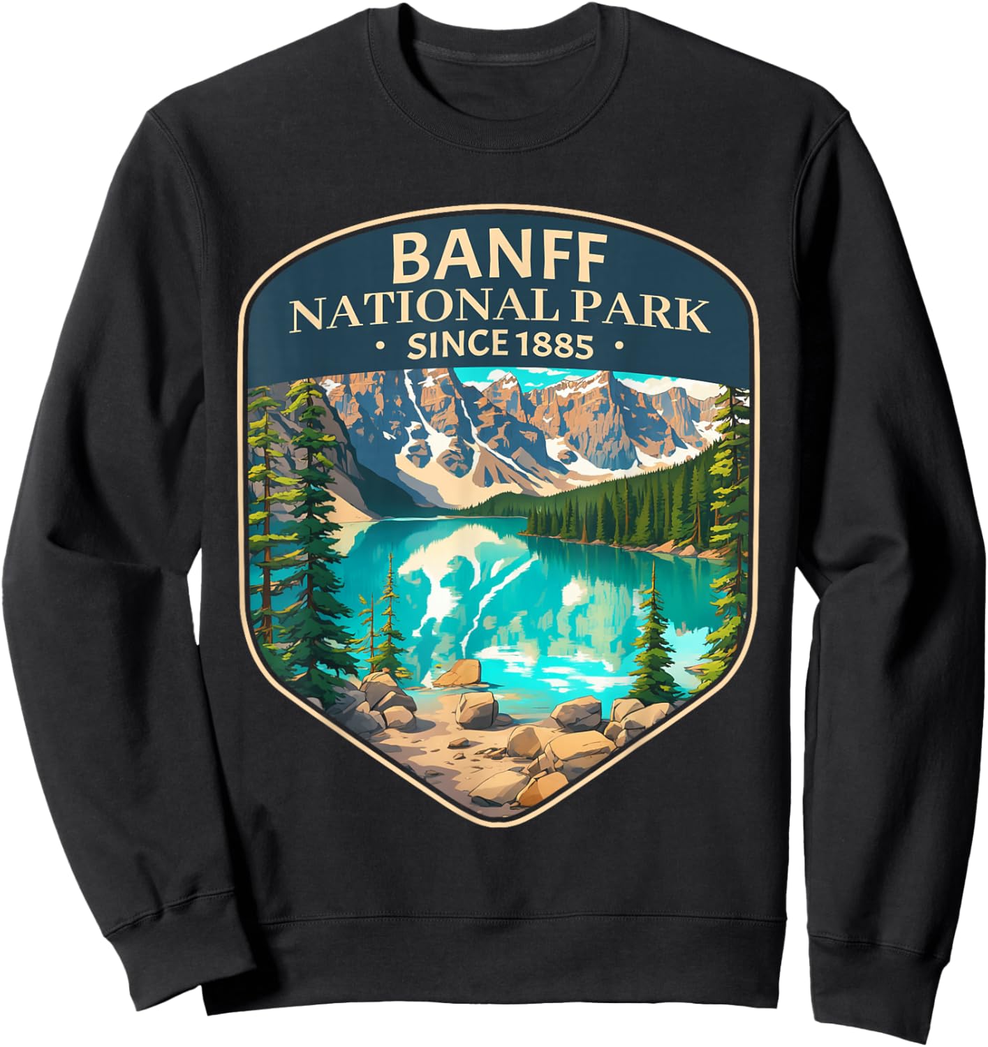 Cool Banff National Park Canada Outdoor Camping Hiking Sweatshirt - Sweatshirt | Black