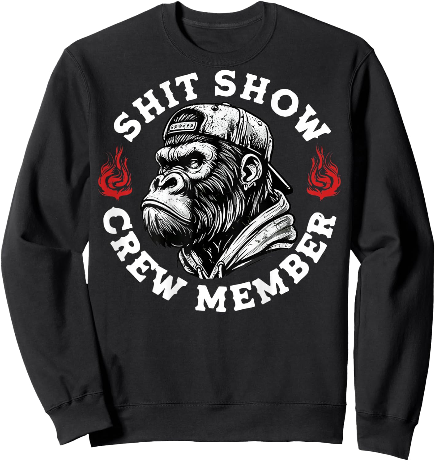 Shit Show Crew Member Monkey Vintage (On Back) Sweatshirt - Sweatshirt | Black