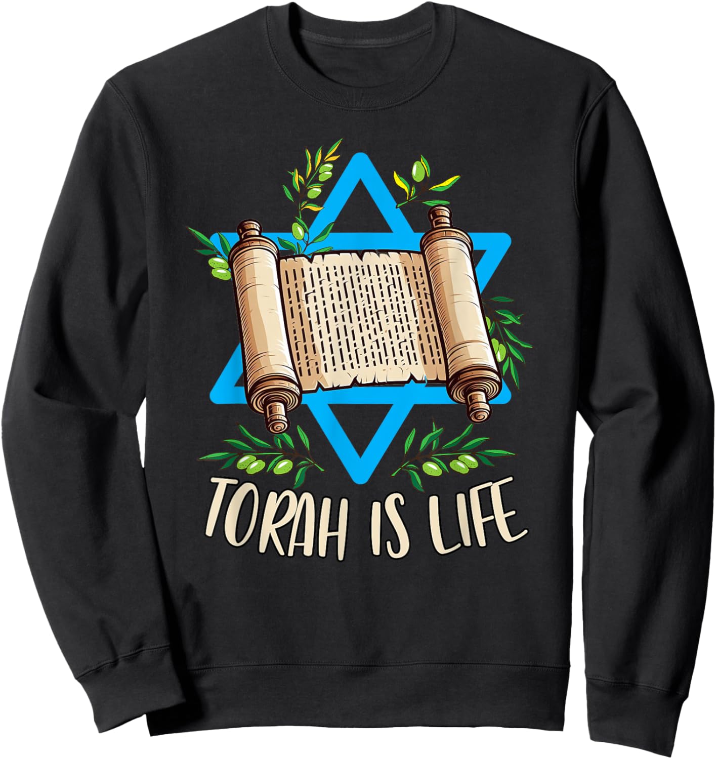 Torah Scroll Jewish Happy Simchat Torah Hebrew Torah Is Life Sweatshirt - Sweatshirt | Black