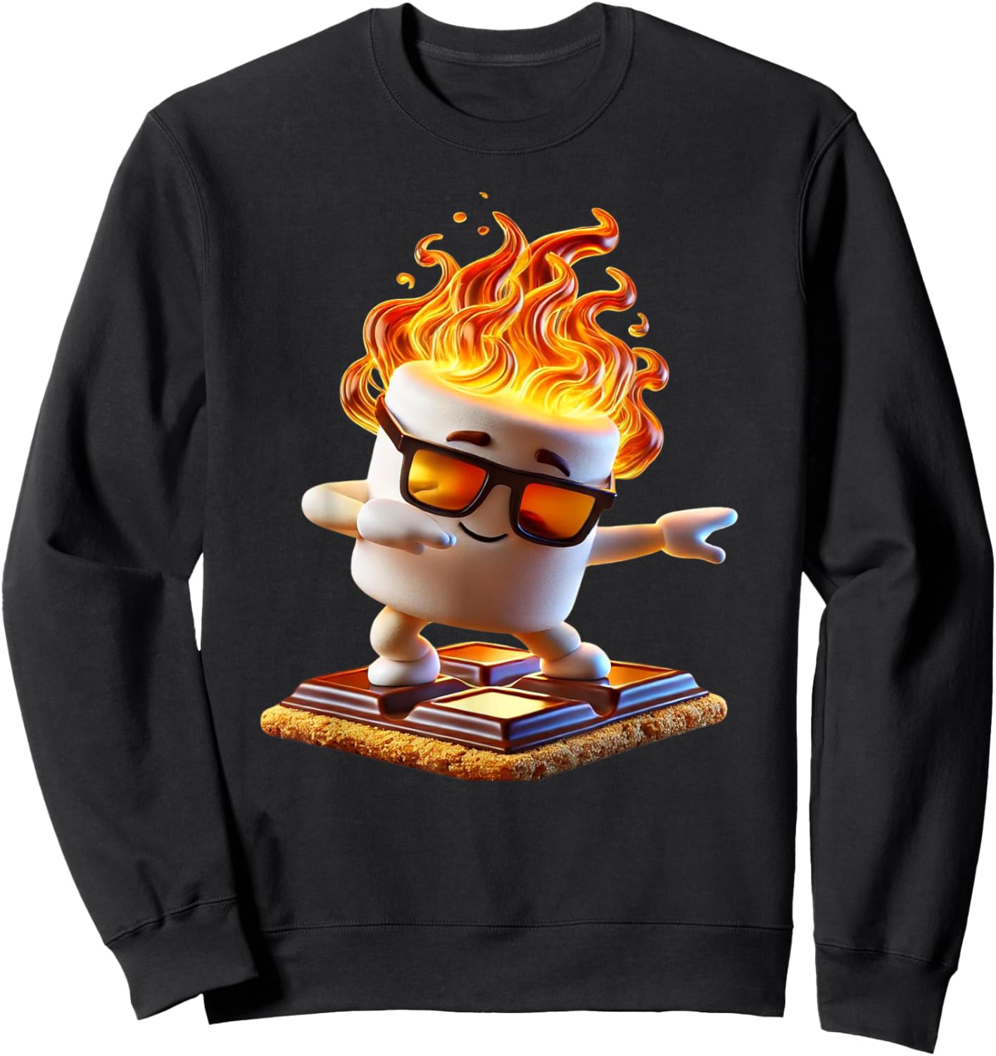 Dabbing Smore Marshmallow Cute Dab Dance Camping Camper Gift Sweatshirt - Sweatshirt | Black