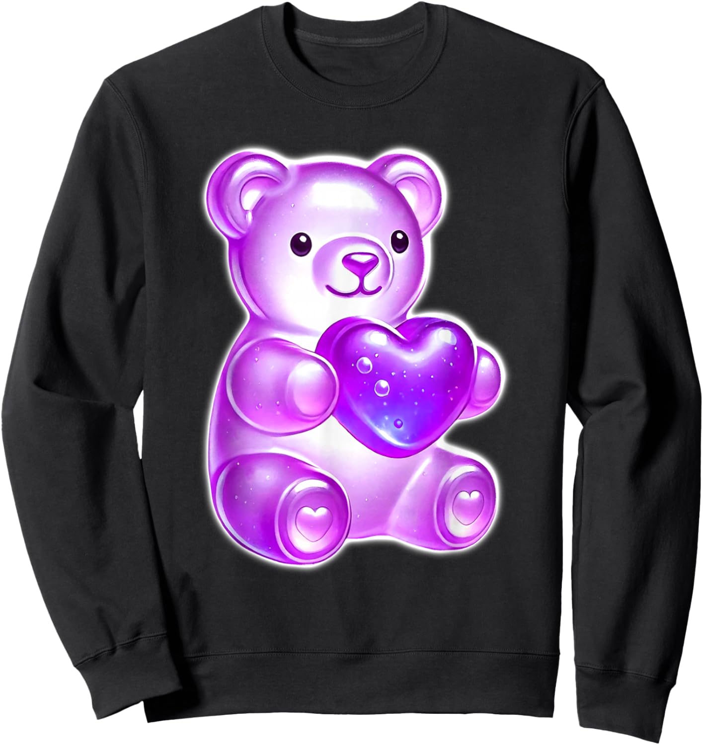 Gummy Bear Candy Heart Purple Sweatshirt - Sweatshirt | Black