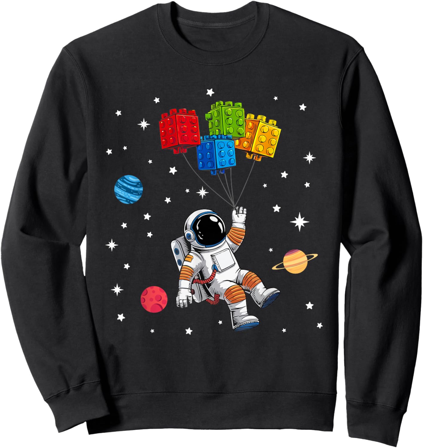 Space Astronaut Funny Building Blocks Bricks Master Builder Sweatshirt - Sweatshirt | Black