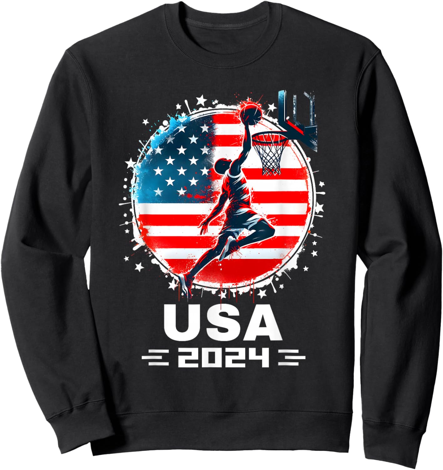 USA Team 2024 Basketball Shirt Women Kids Basketball Sweatshirt - Sweatshirt | Black