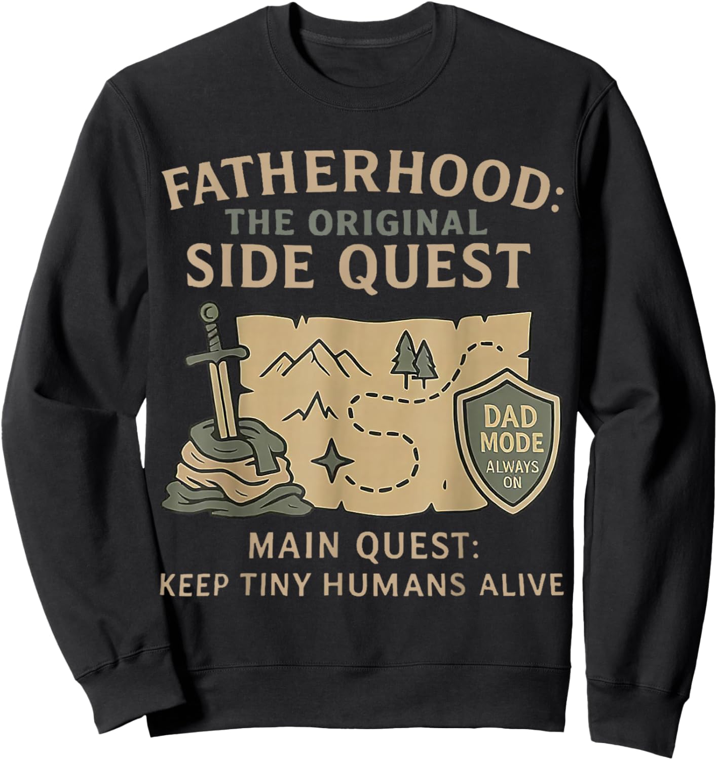 Father Dad Shirt Fatherhood The Original Side Quest Dad Mode Sweatshirt - Sweatshirt | Black