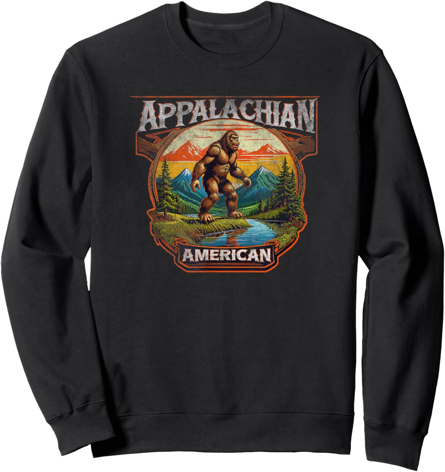 Appalachian American vintage bigfoot Sweatshirt - Sweatshirt | Black