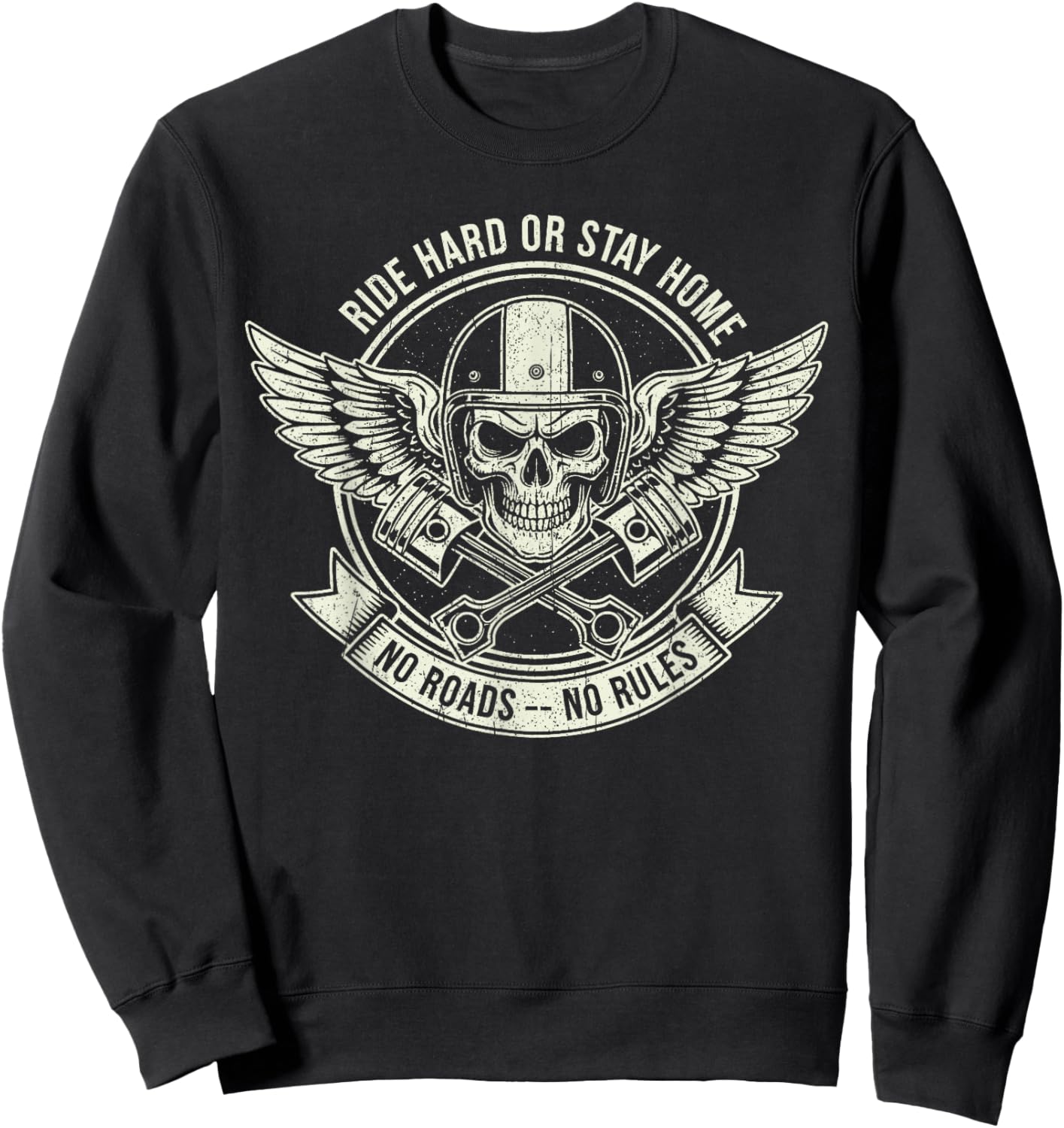 Vintage Motorcycle Riders Funny Men Women Biker Motorcycle Sweatshirt - Sweatshirt | Black