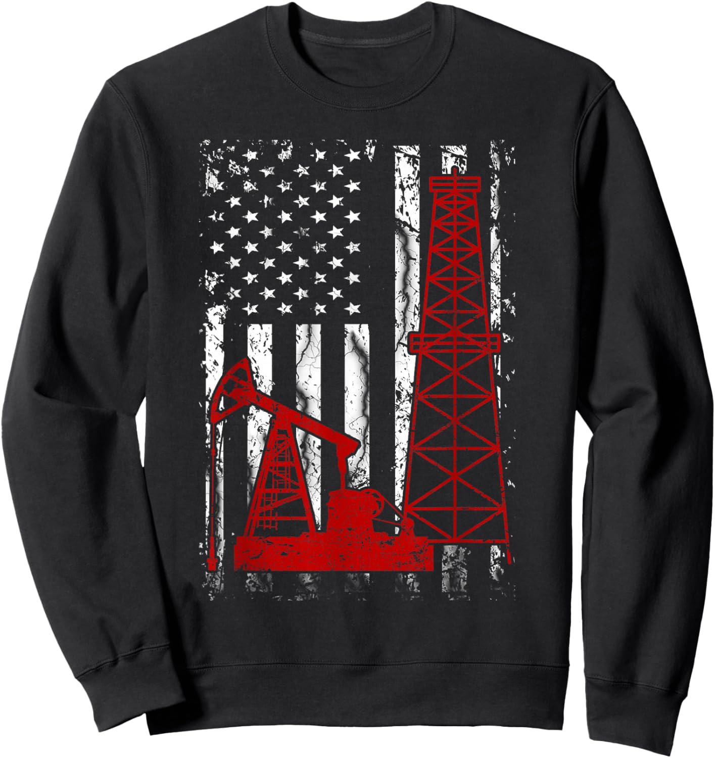 Proud American Oil Worker Oilfield Man Workers America Gift Sweatshirt - Sweatshirt | Black