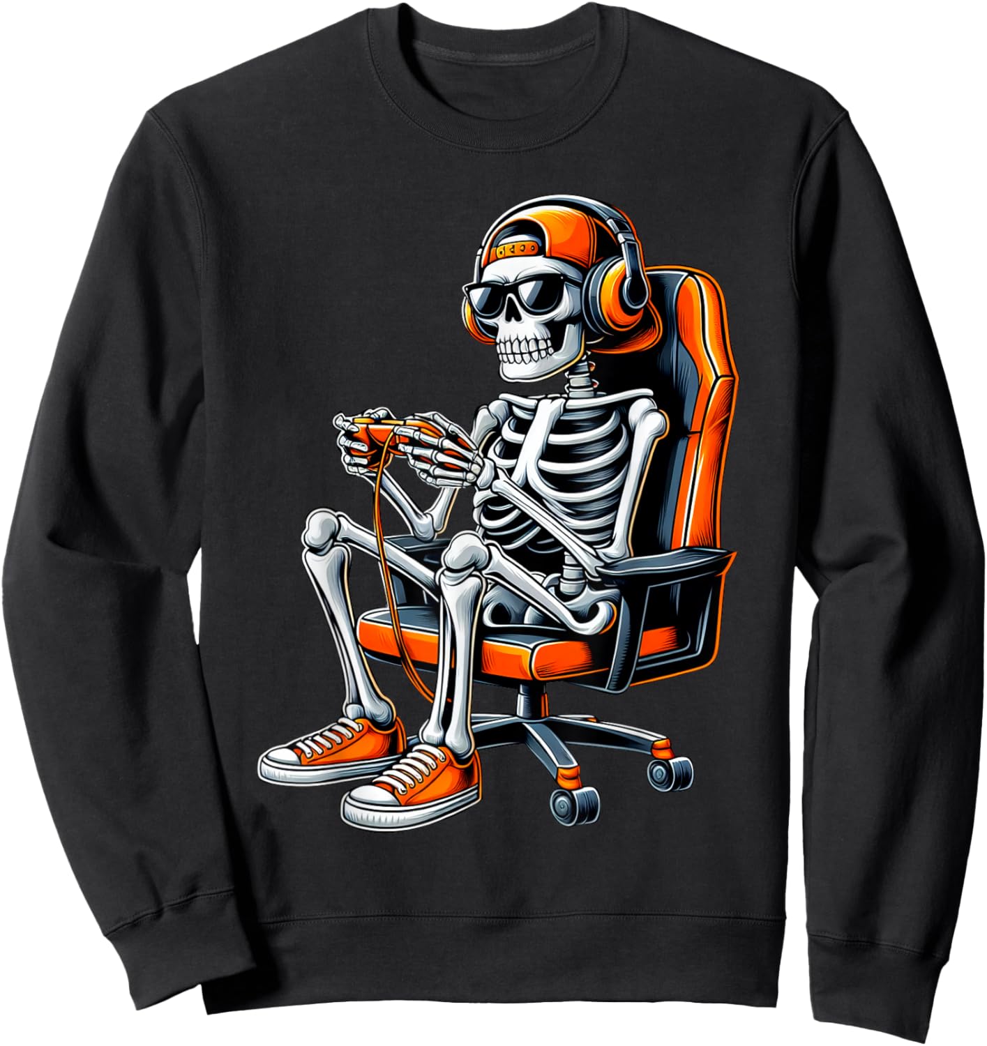 Halloween Skeleton Gamer Video Gaming Boys Men Kids Gamer Sweatshirt - Sweatshirt | Black