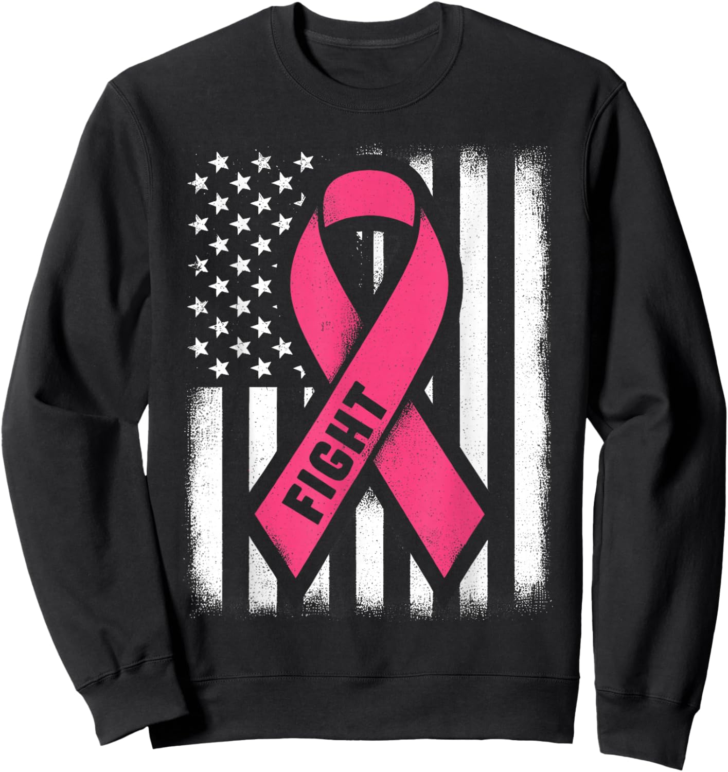 Fight Breast Cancer Shirts Breast Cancer Flag Shirt Sweatshirt - Sweatshirt | Black