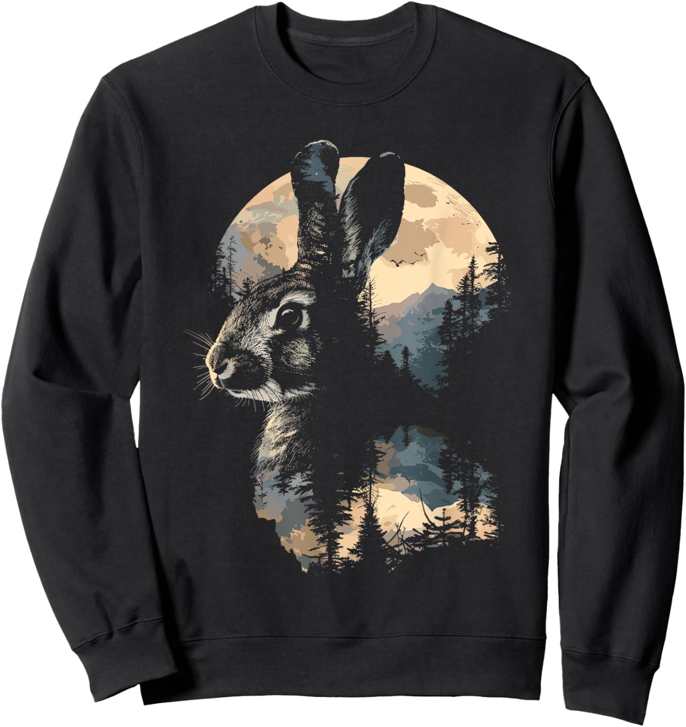 Rabbit Mountain Landscape Nature Wildlife Sweatshirt - Sweatshirt | Black