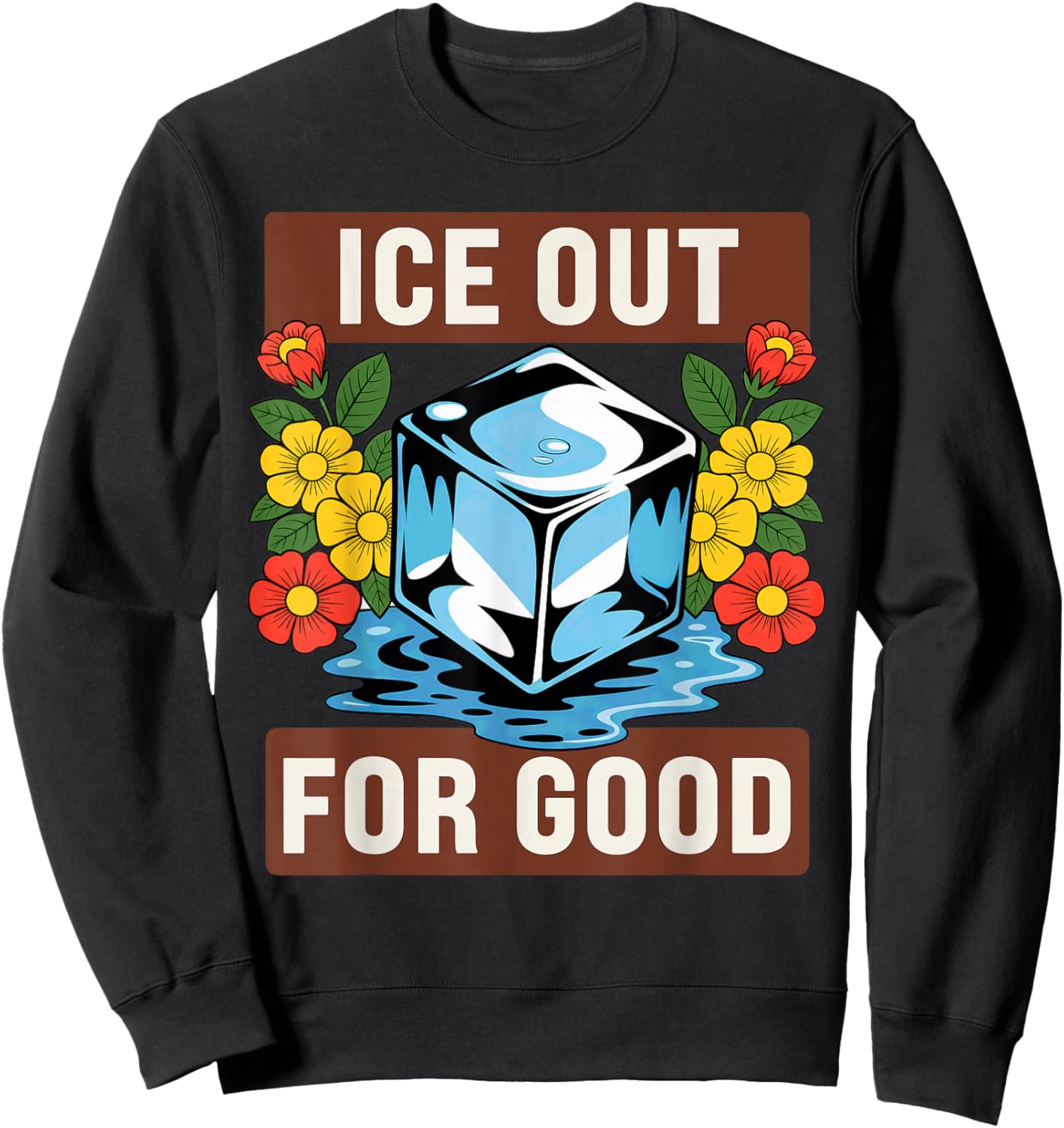 Ice Out for Good Protest Shirt Vintage Subtle Flowers Sweatshirt - Sweatshirt | Black