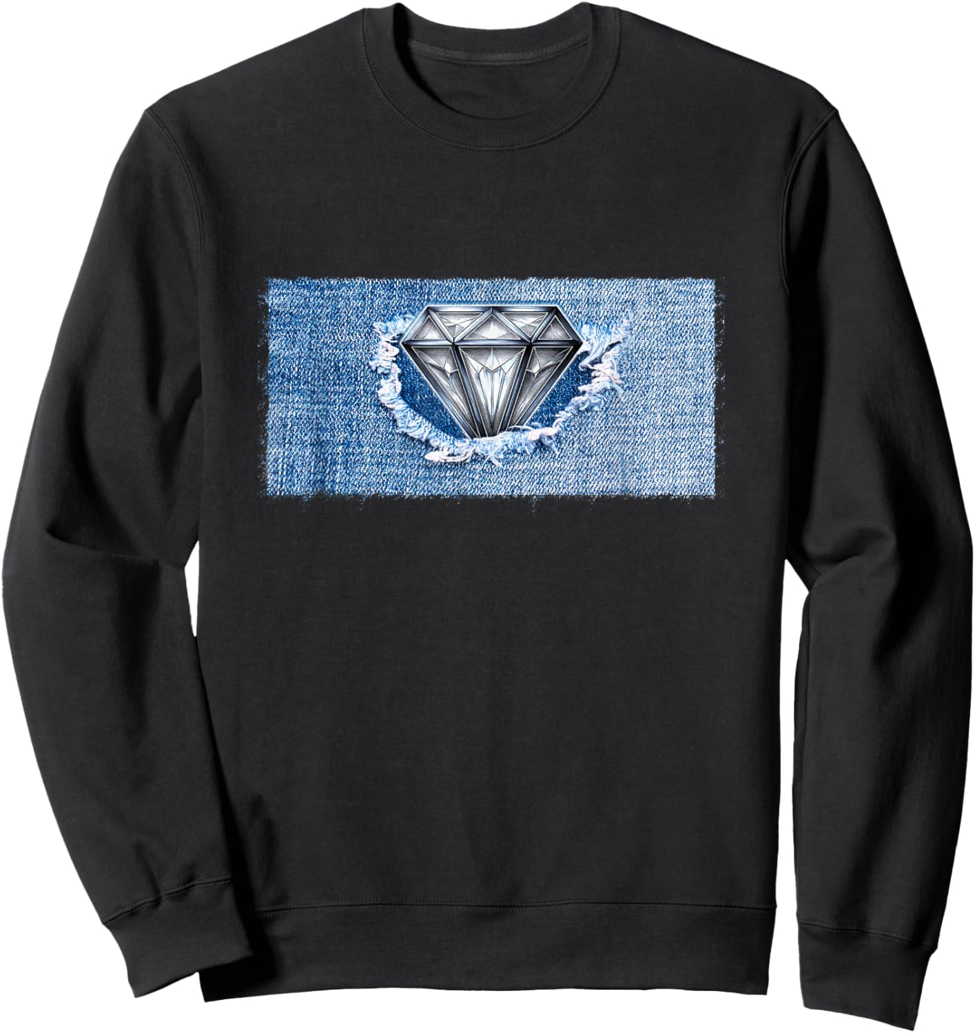 Diamond Shirt Denim and Dimonds Black Urban Design Sweatshirt - Sweatshirt | Black