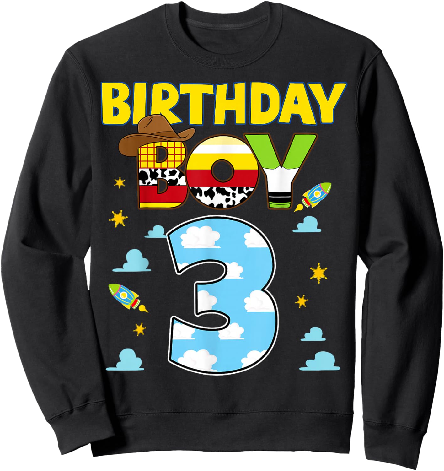 Western Family Birthday Boy Shirt 3 Cowboy 3rd Birthday Sweatshirt - Sweatshirt | Black