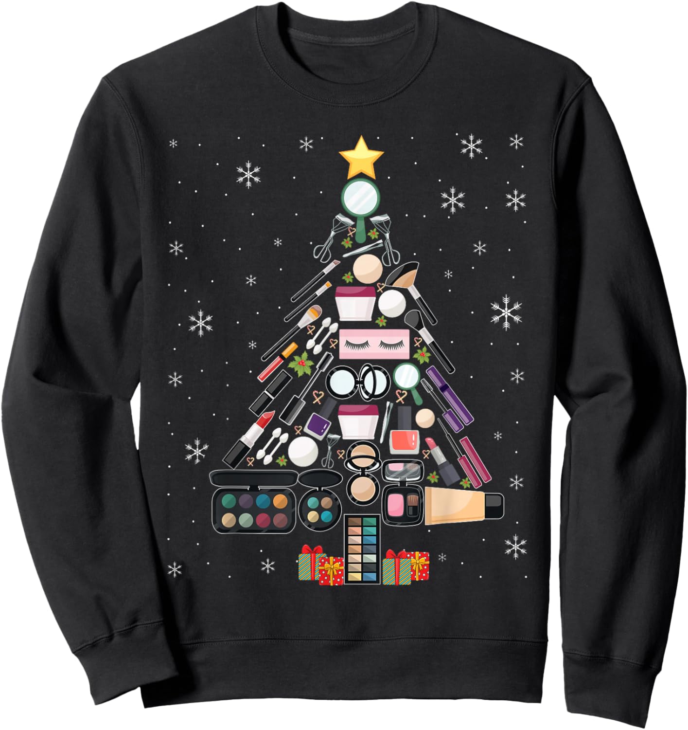 Makeup Artist Christmas Tree Merry Christmas Beautician Sweatshirt - Sweatshirt | Black