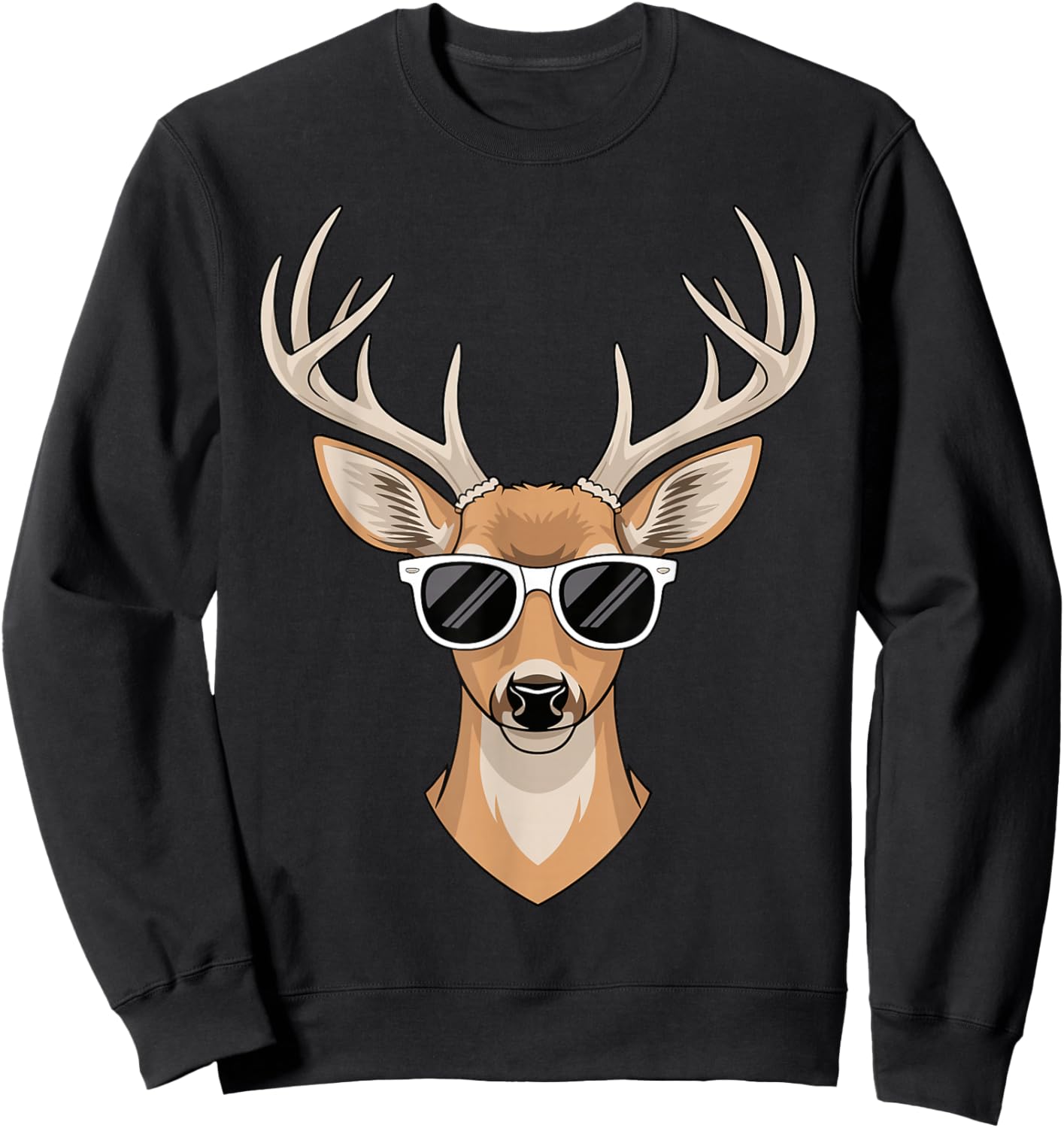 Deer Face Sunglasses Funny Deer for Kids Sweatshirt - Sweatshirt | Black