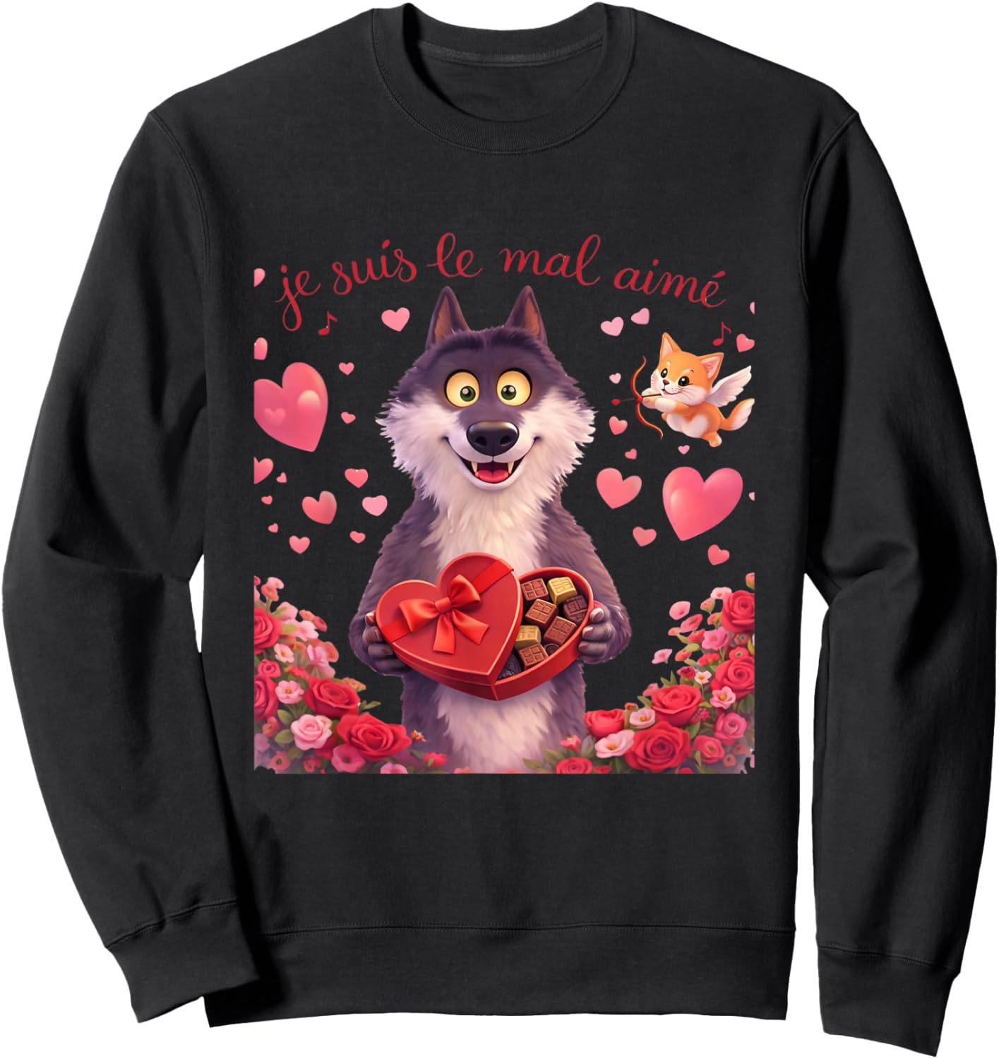 Wolf Le Mal Aimé Gift Lovers' Day Man Woman Child Sweatshirt - Sweatshirt | Black