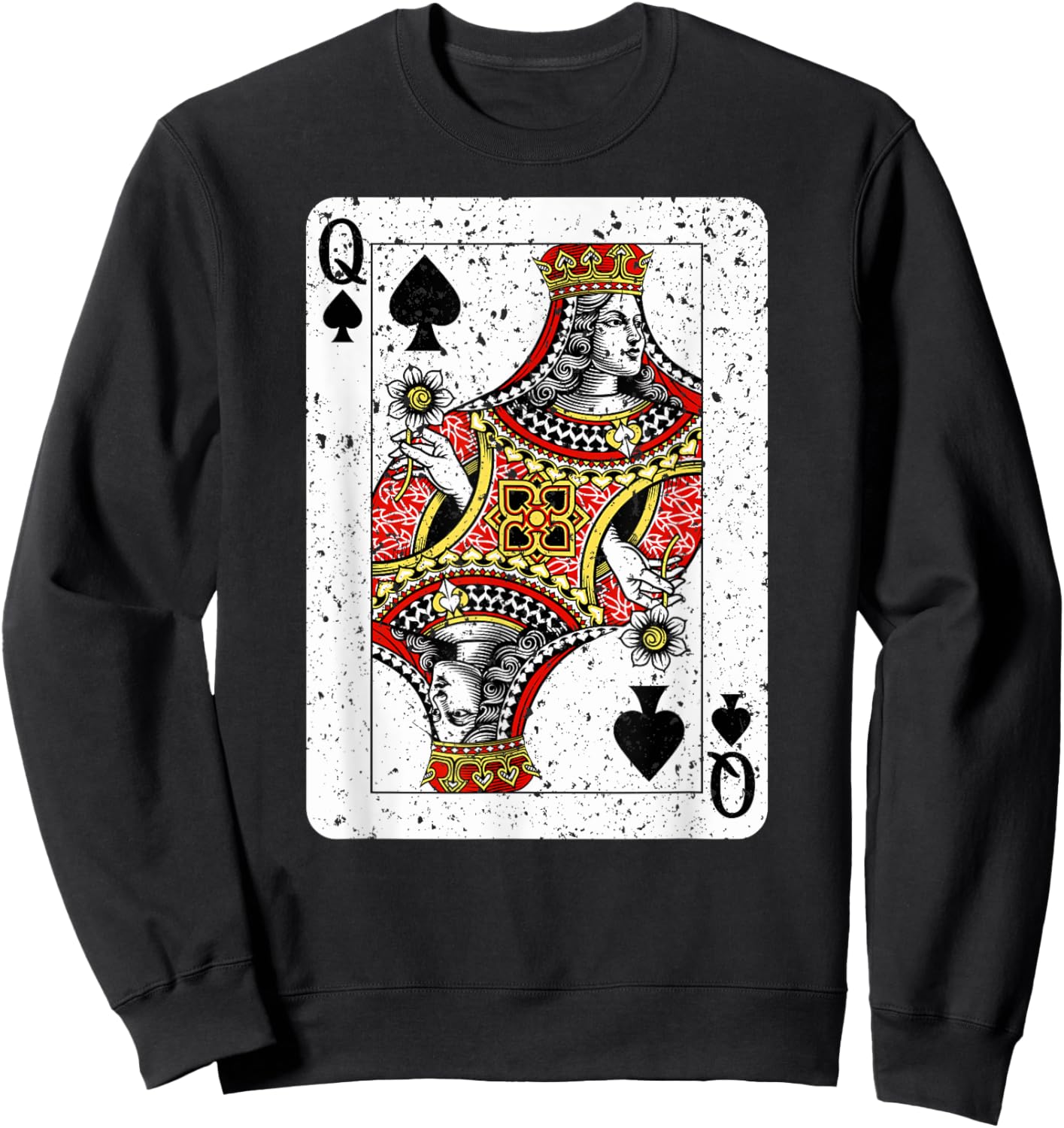 Queen of Spades Deck of Playing Cards Vintage Retro Style Sweatshirt - Sweatshirt | Black