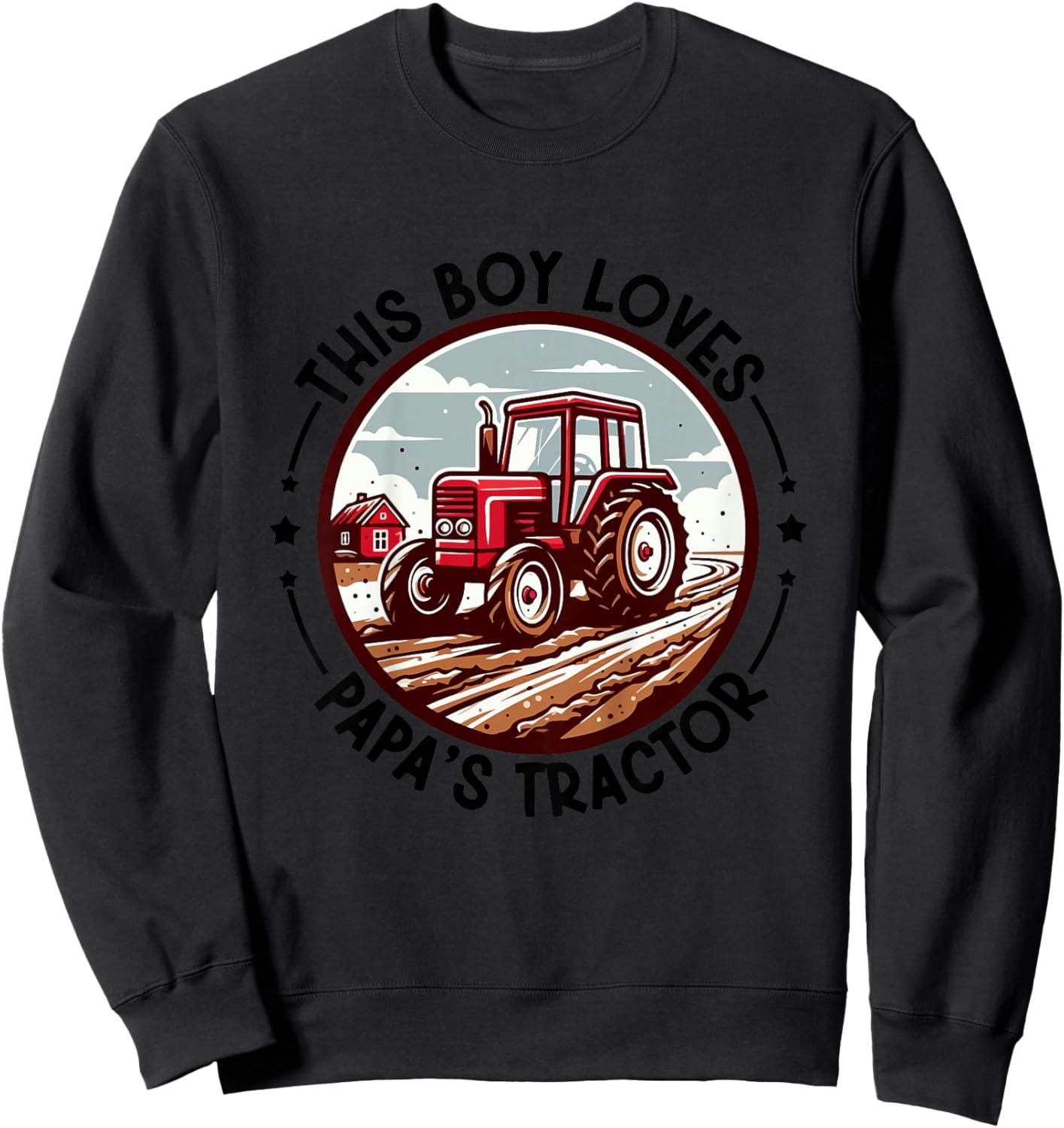 Kids Farm Grandpa's Tractor This Boy Loves Papa's Tractor Farming Sweatshirt - Sweatshirt | Black