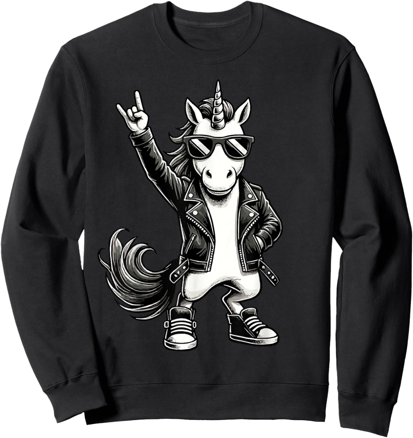 Rock Music, Heavy Metal, Rock Hand | Licorne à Bascule rétro Sweatshirt - Sweatshirt | Black