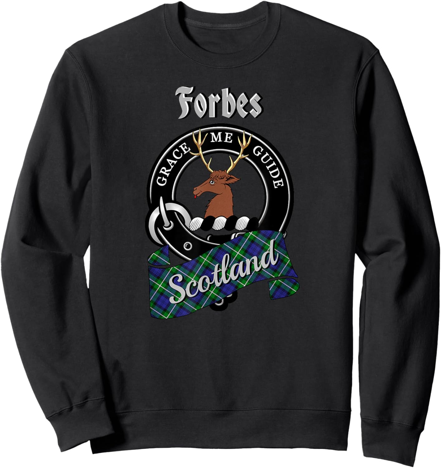 Forbes Scottish Clan Badge & Tartan Sweatshirt - Sweatshirt | Black