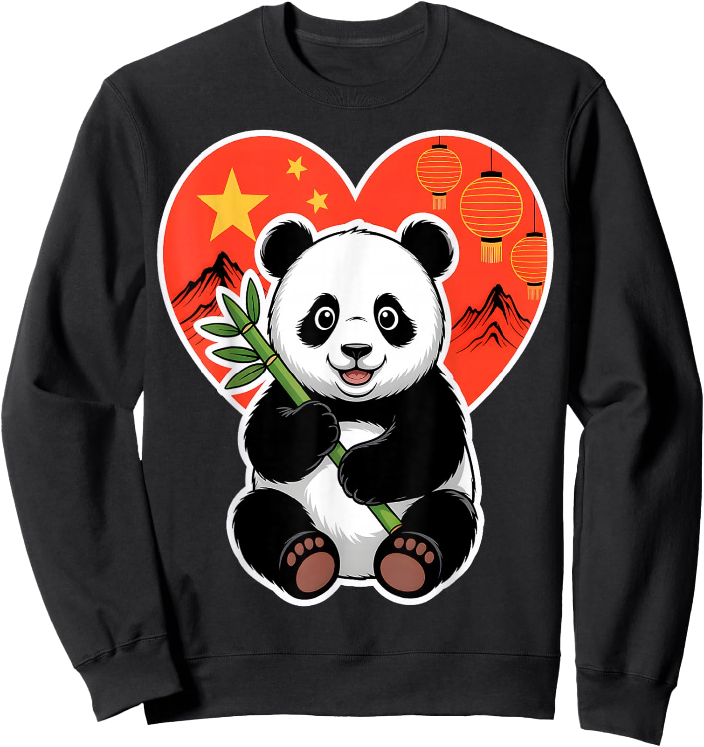 Panda Heart China Bamboo Sweatshirt - Sweatshirt | Black