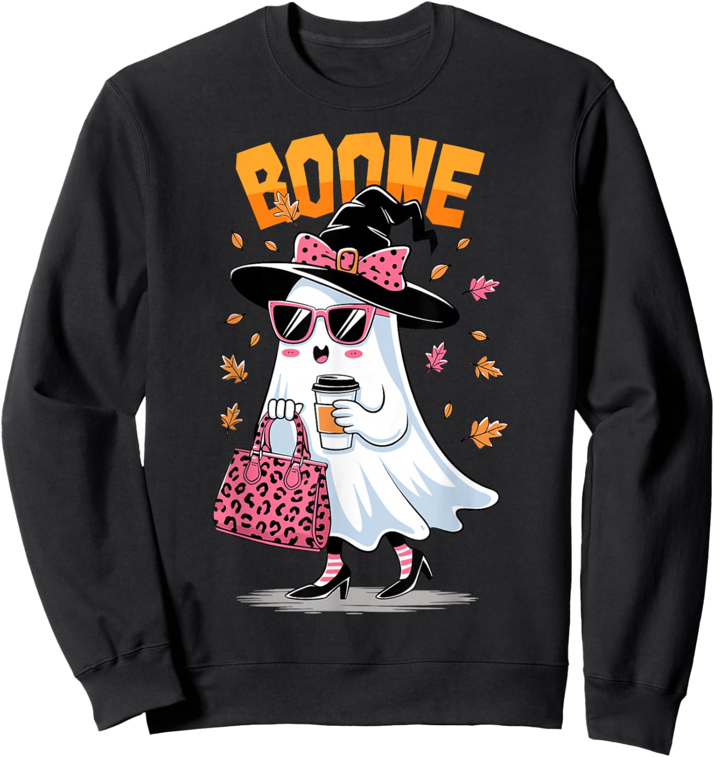 Retro Boo Boone Girls First Name Funny Halloween Ghost 2025 Sweatshirt - Sweatshirt | Black