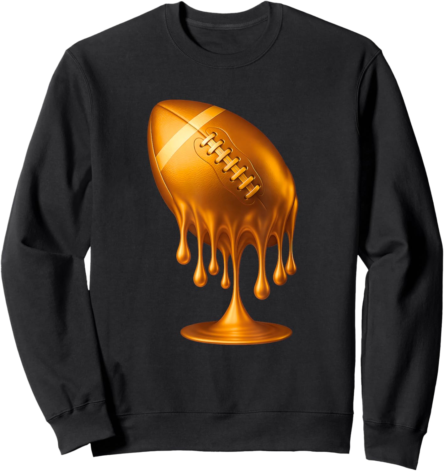 Gold Drip Football Touchdown Player Fans Game Day Tailgate Sweatshirt - Sweatshirt | Black