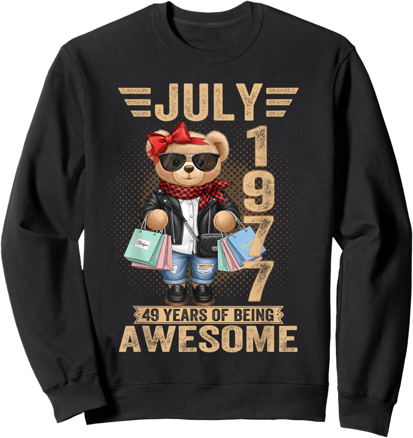 49 Year Old July 1977 Teddy Bear 49th Birthday Women Sweatshirt - Sweatshirt | Black