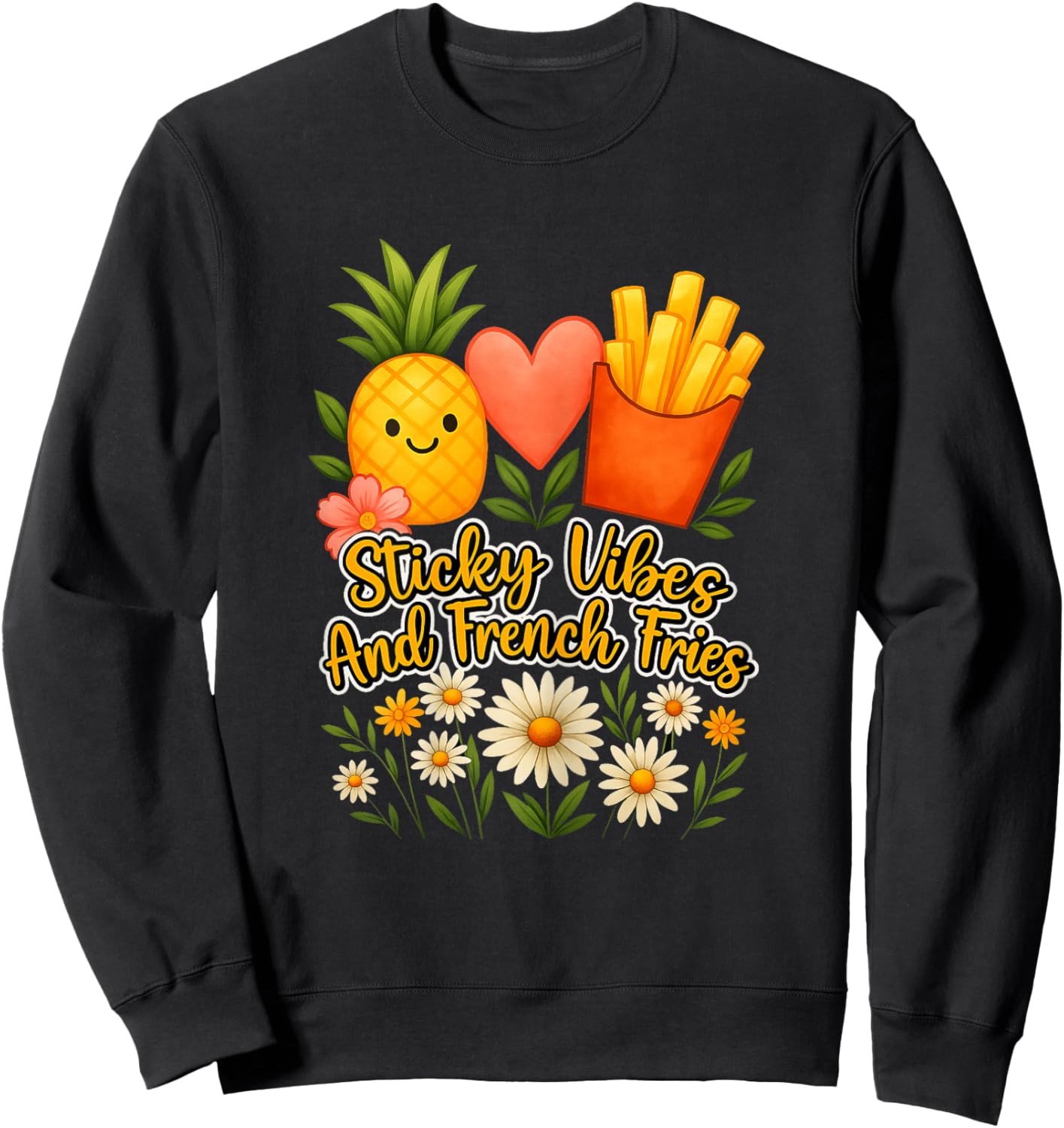 IVF Mom Pregnancy Journey Sticky Vibes and French Fries Art Sweatshirt - Sweatshirt | Black