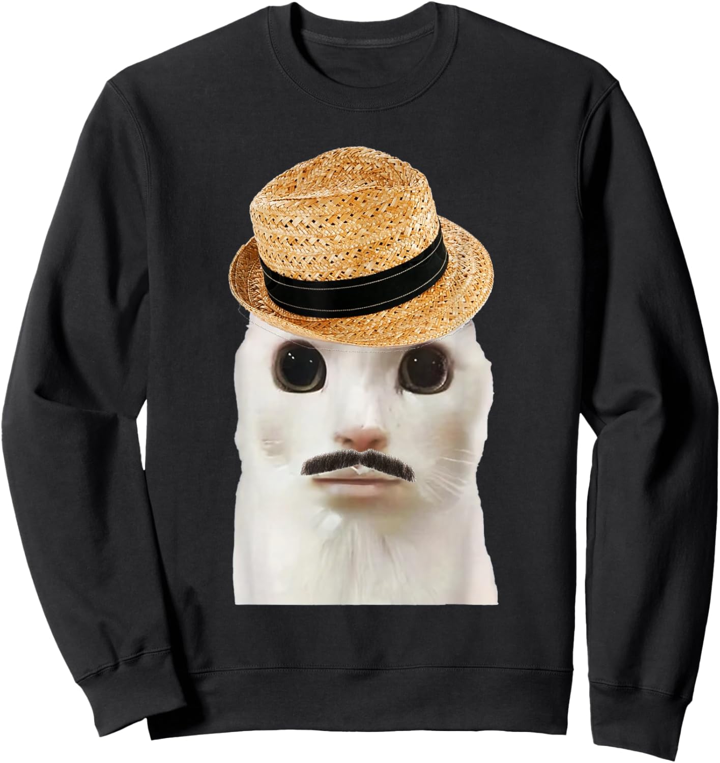 Goofy Ahh Cat Meme Dank Cursed Weirdcore Cringey Banana Cat Sweatshirt - Sweatshirt | Black