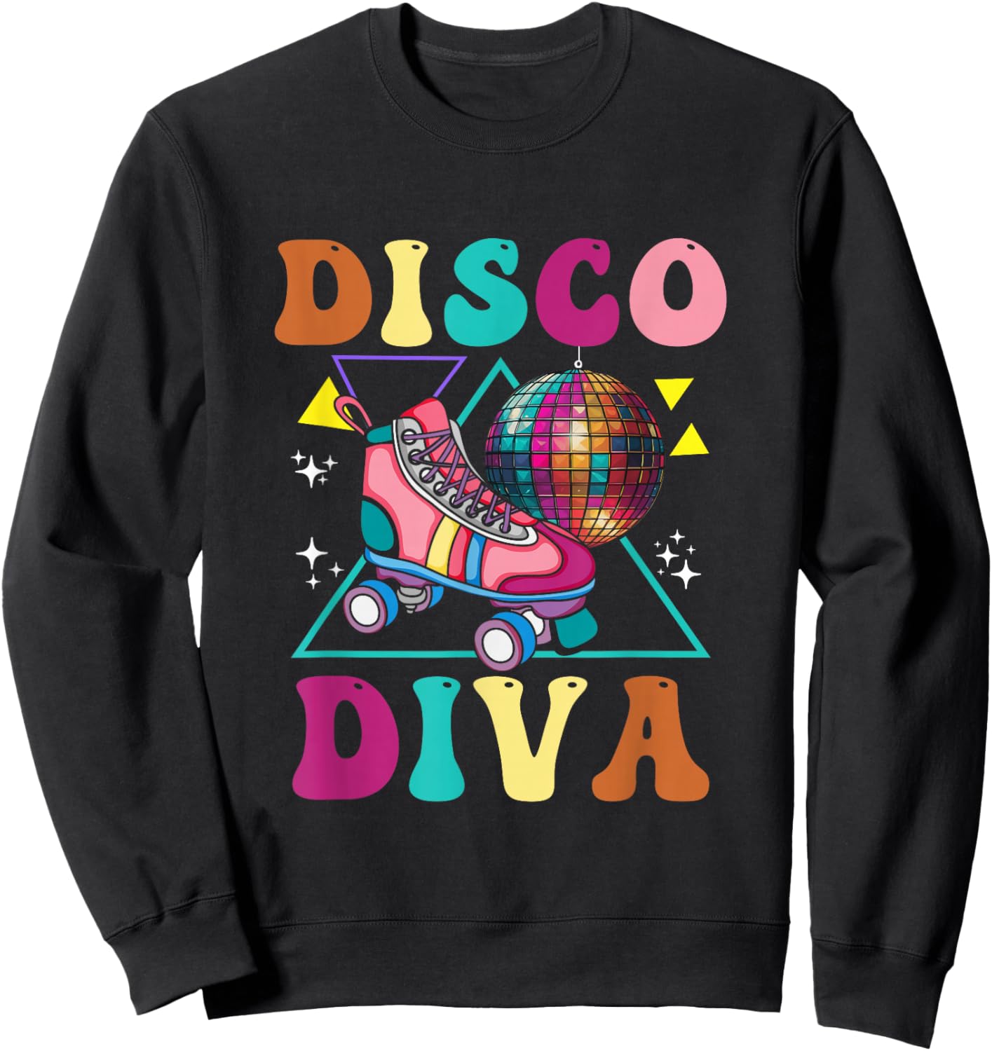 Roller Disco Diva Skate Girl 70s Skater Groovy Sweatshirt - Sweatshirt | Black