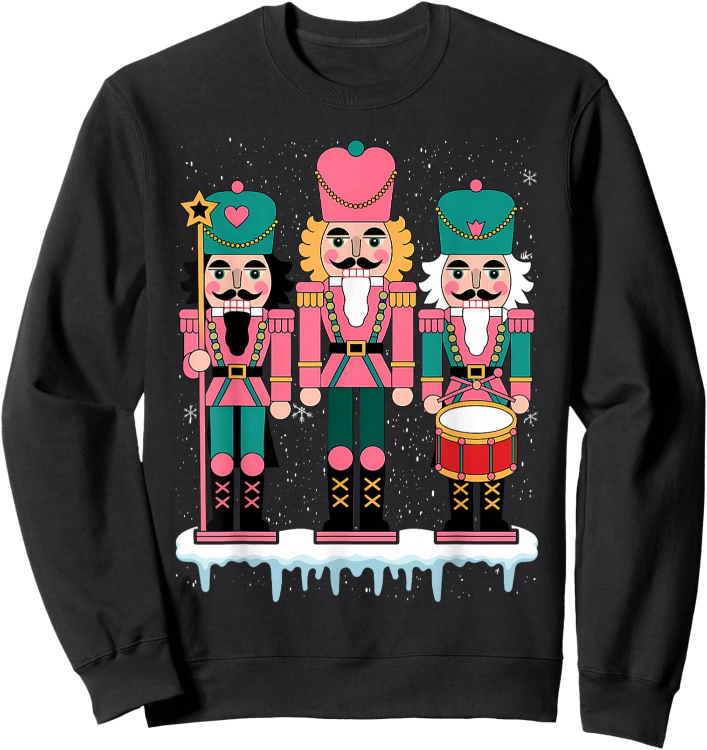 Pink Nutcracker Squad Xmas Pink Christmas Pajamas Women Kids Sweatshirt - Sweatshirt | Black