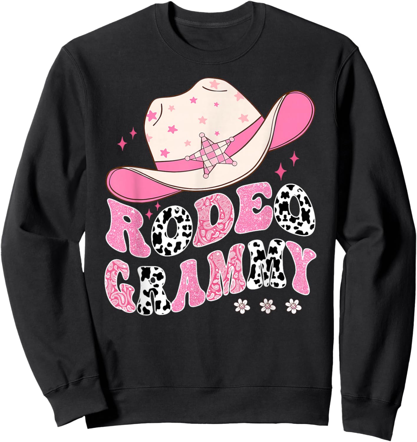 Rodeo Grammy Pink CowGirl 1St Birthday Family Matching Sweatshirt - Sweatshirt | Black