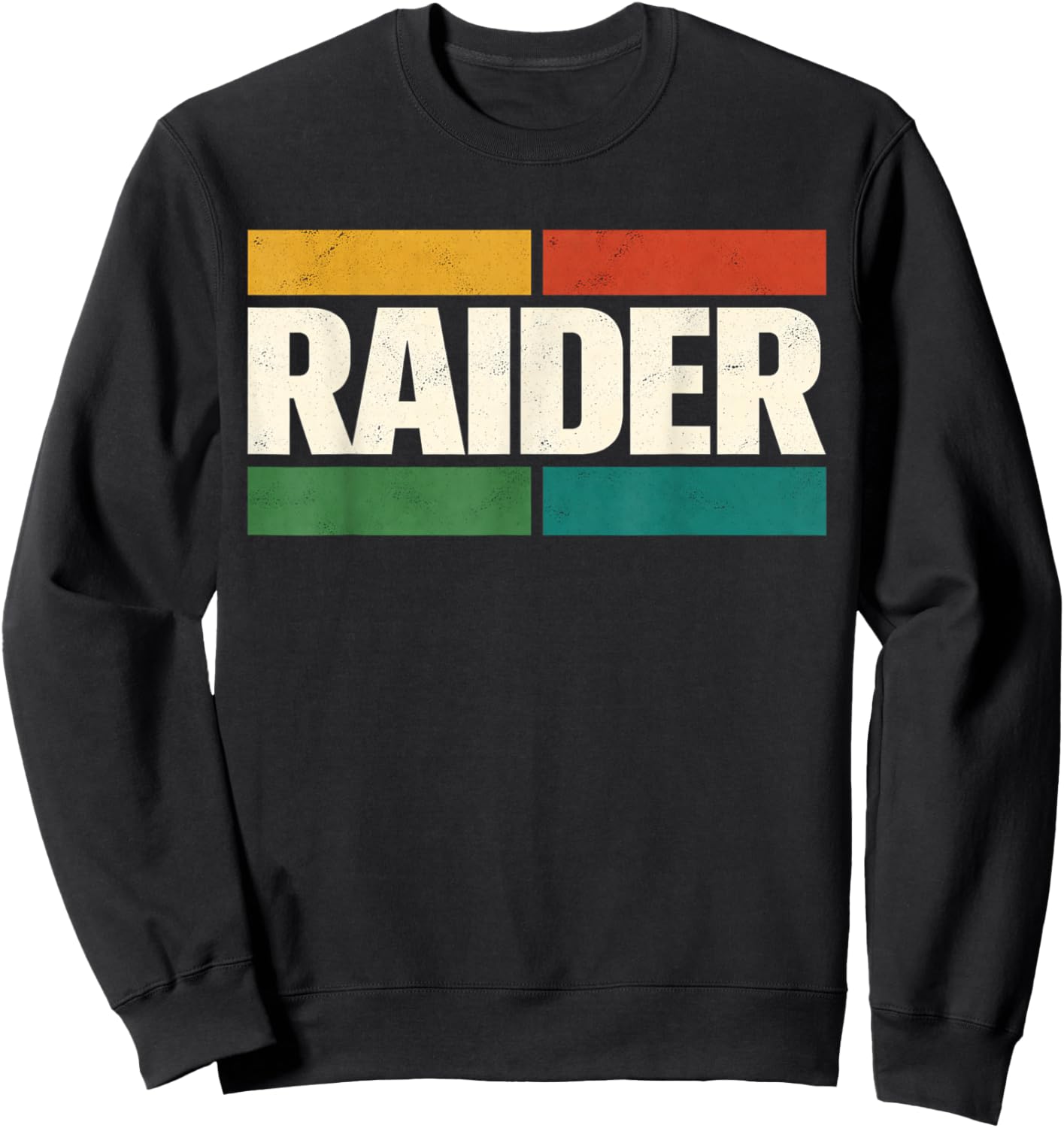 Raider Retro Block Style Bold Graphic Identity Sweatshirt - Sweatshirt | Black