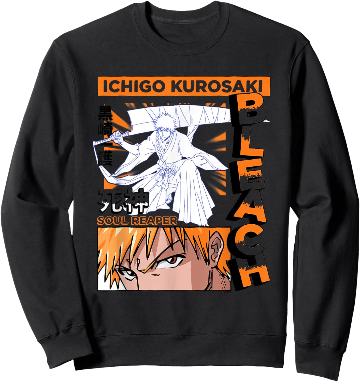 Bleach Ichigo Kurosaki Mangazine Cover Collage Anime Sweatshirt - Sweatshirt | Black