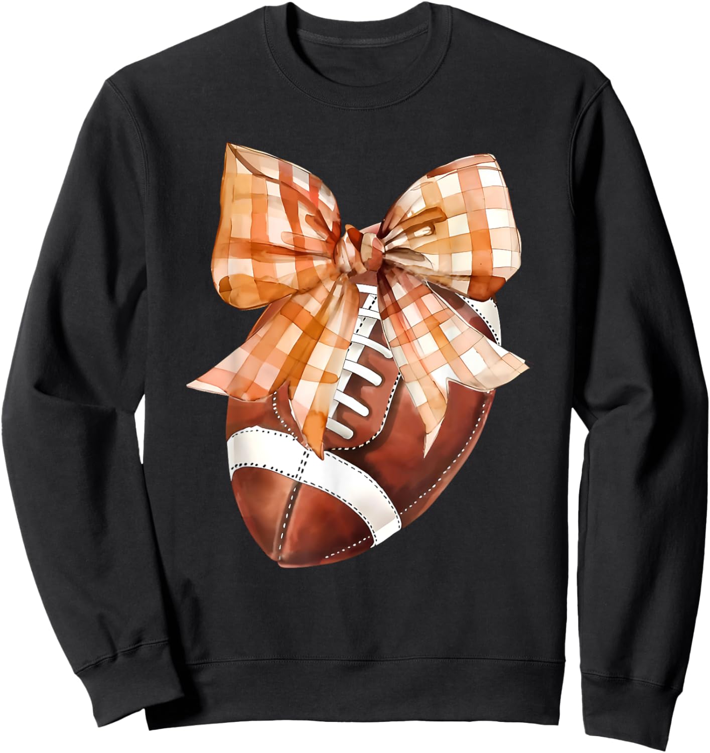 Coquette Bow American Football Autumn Thanksgiving Game Day Sweatshirt - Sweatshirt | Black
