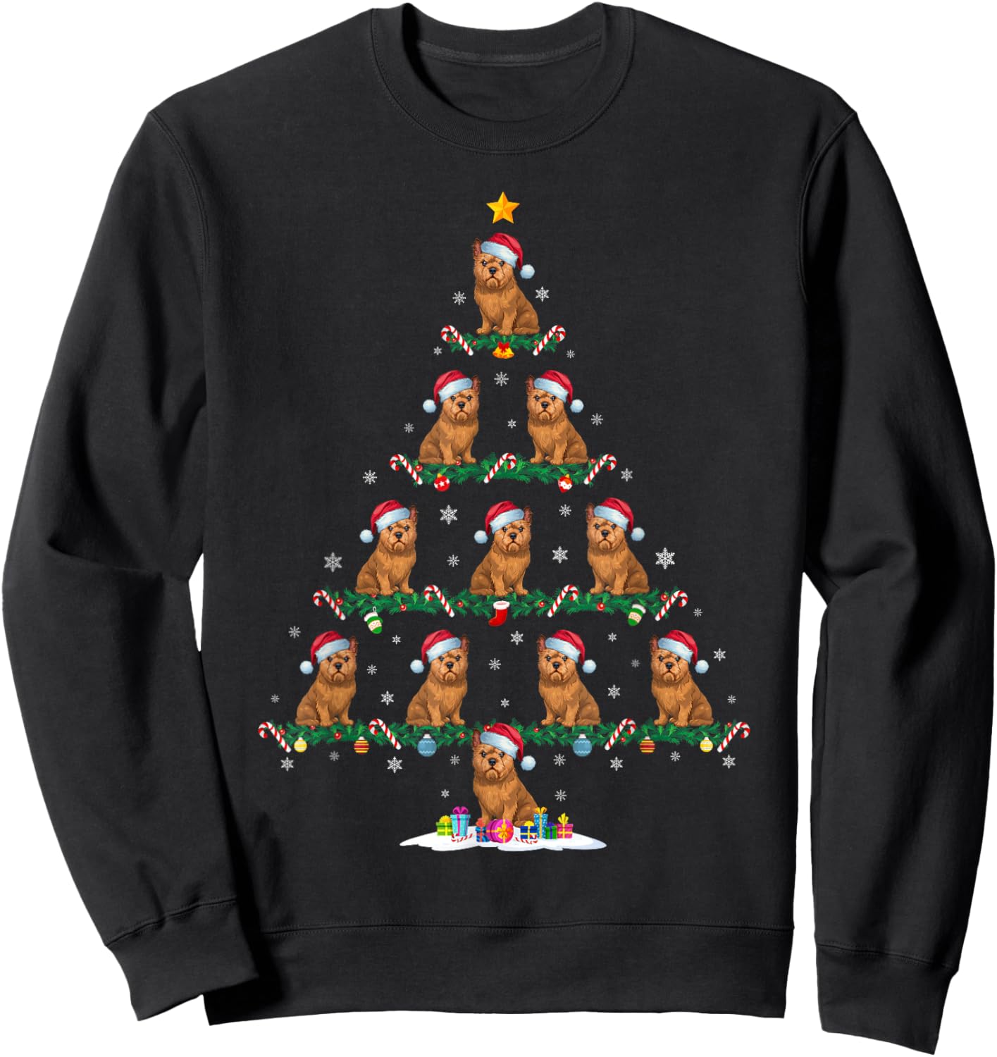 Brussels Griffon Dog Xmas Tree Pajama Men Women Kids Ugly Sweatshirt - Sweatshirt | Black