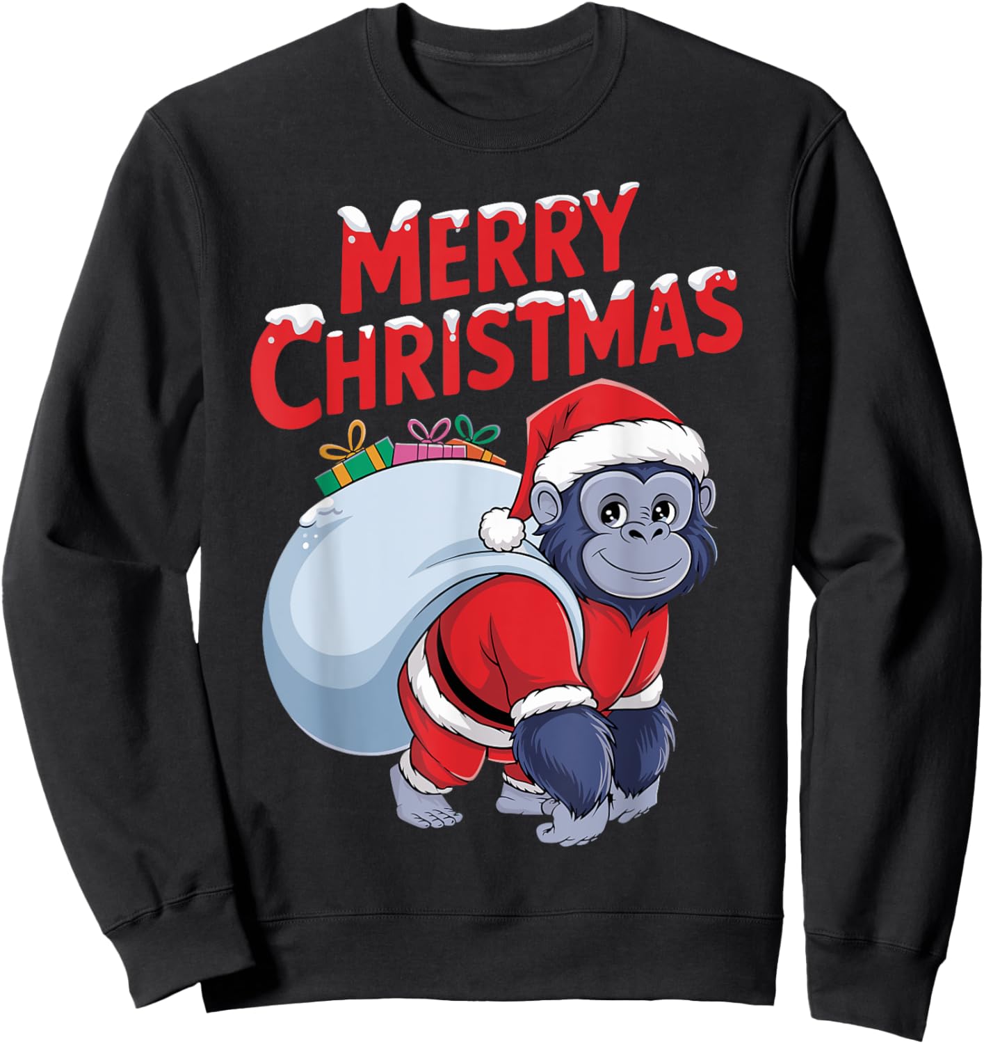 Xmas Gorilla Santa on Gorilla Christmas Sweatshirt - Sweatshirt | Black
