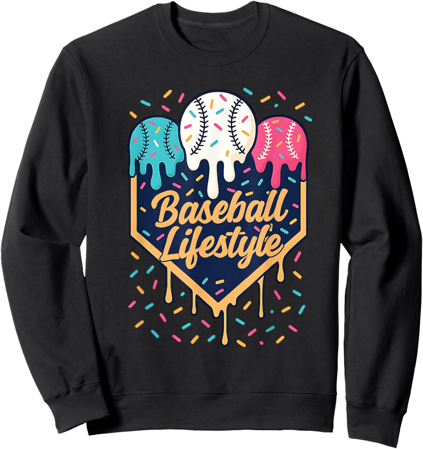Baseball Lifestyle 101 Apparel Youth Baseball Drip Icecream Sweatshirt - Sweatshirt | Black
