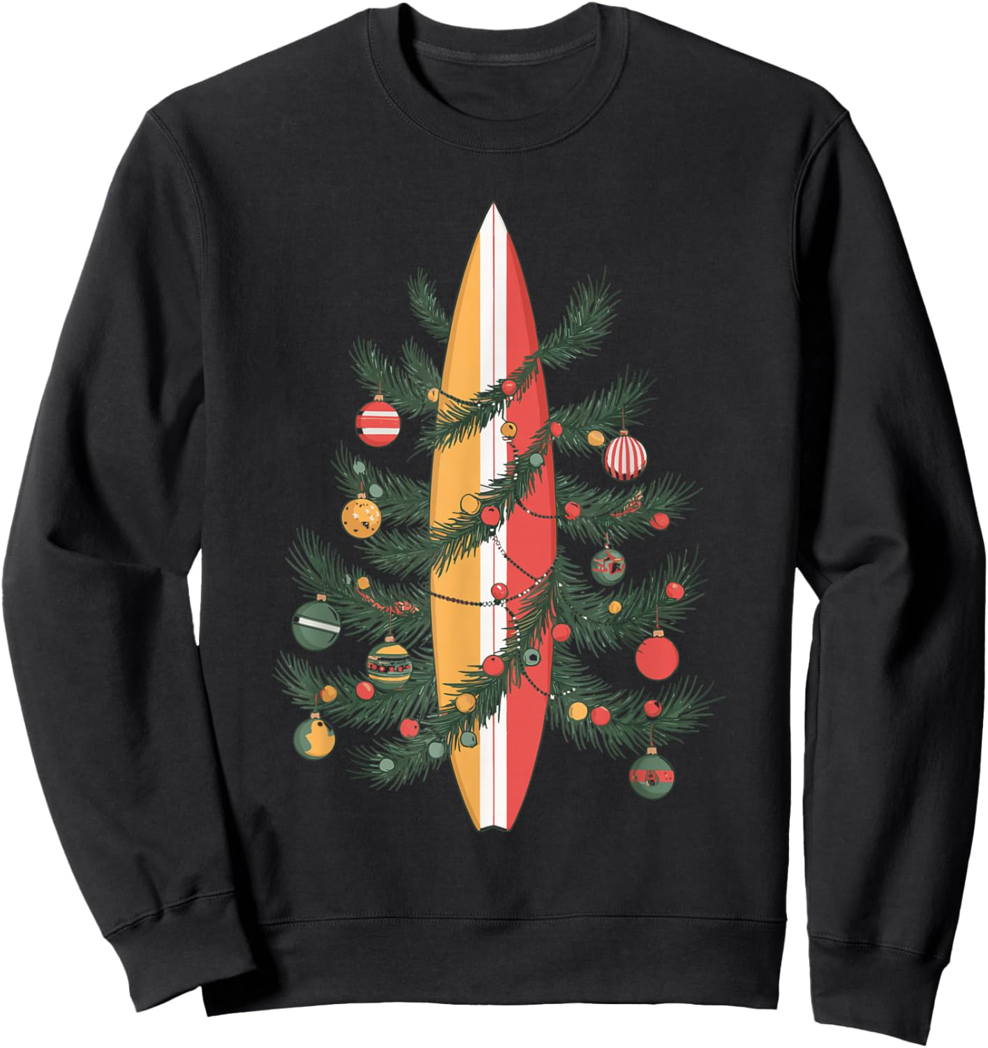 Christmas Tree Surfboard Sweatshirt - Sweatshirt | Black
