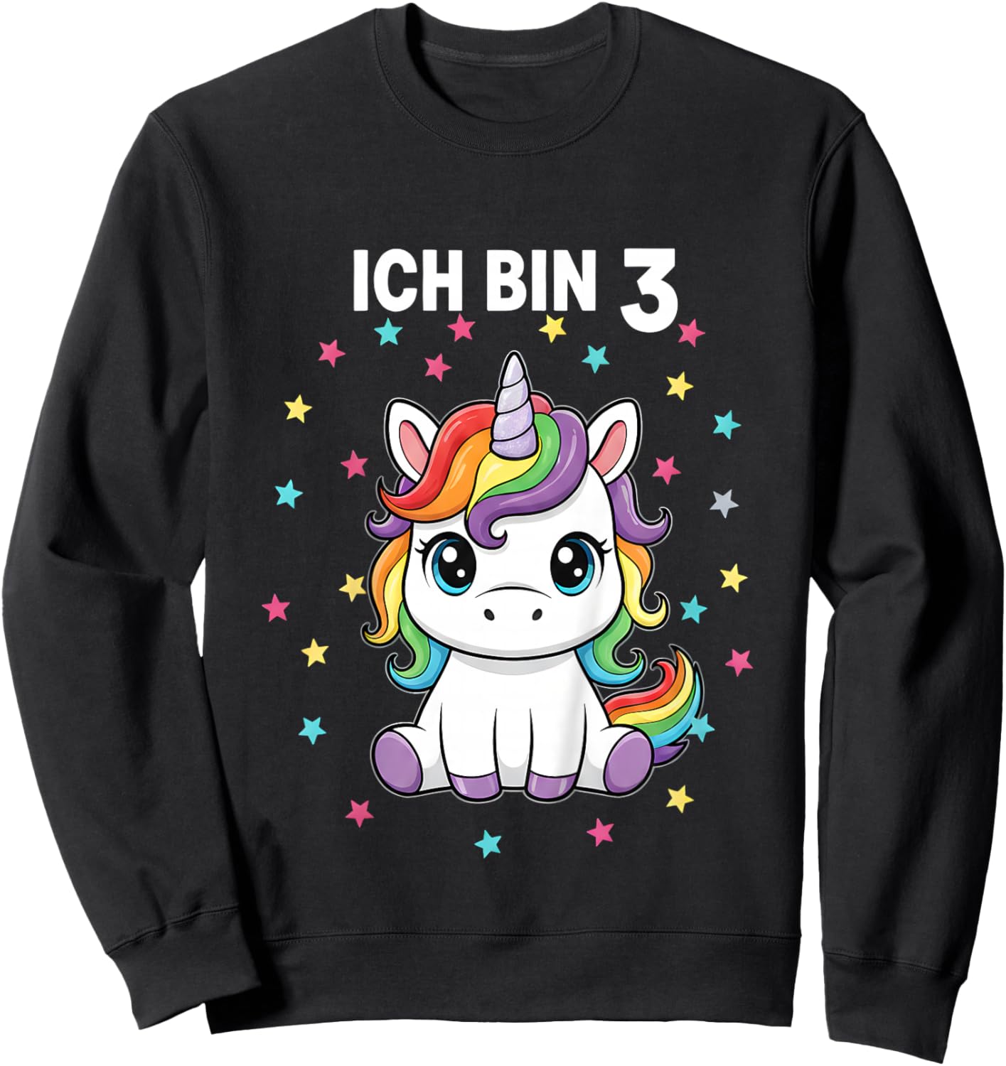 Ich Bin 3 - Süßes Einhorn Kindergeburtstag Junge Mädchen Sweatshirt - Sweatshirt | Black