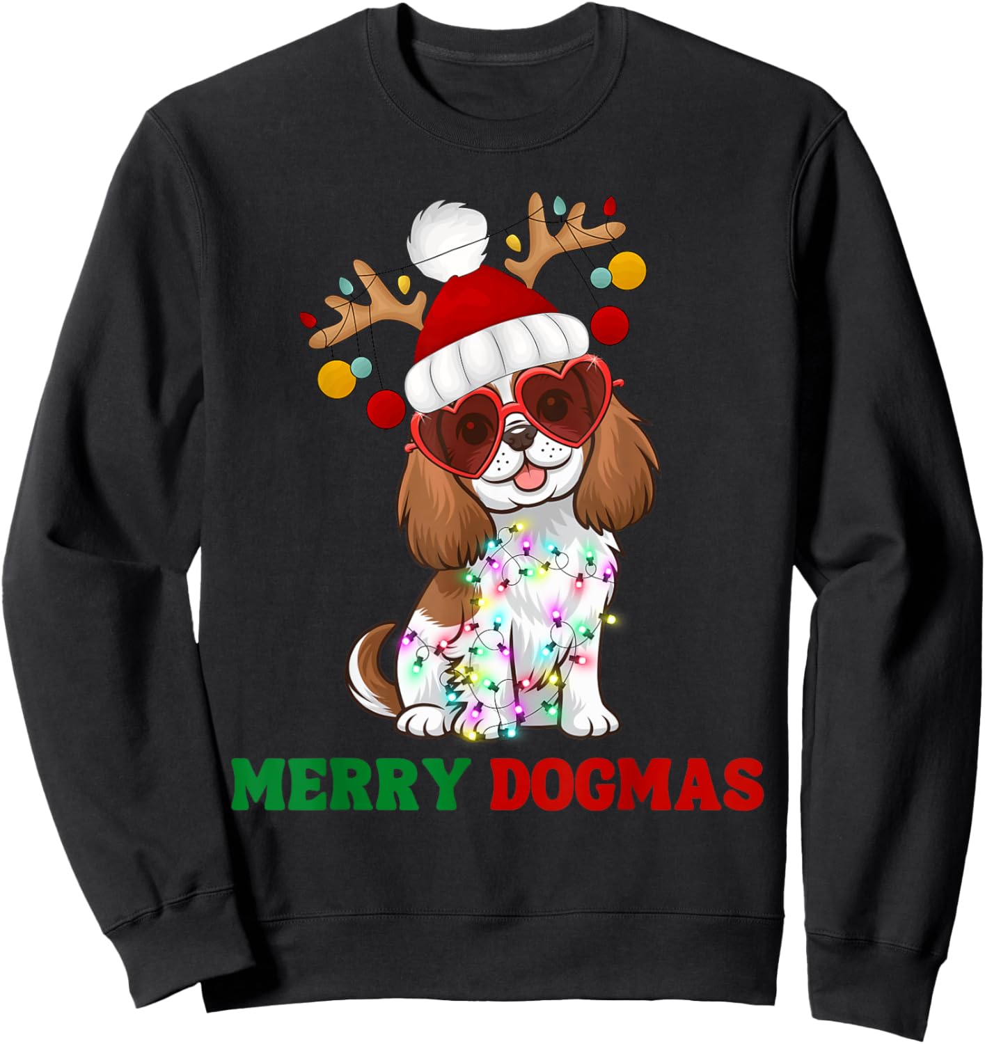 Merry Dogmas Cavalier King Charles Spaniel Dog Christmas Sweatshirt - Sweatshirt | Black