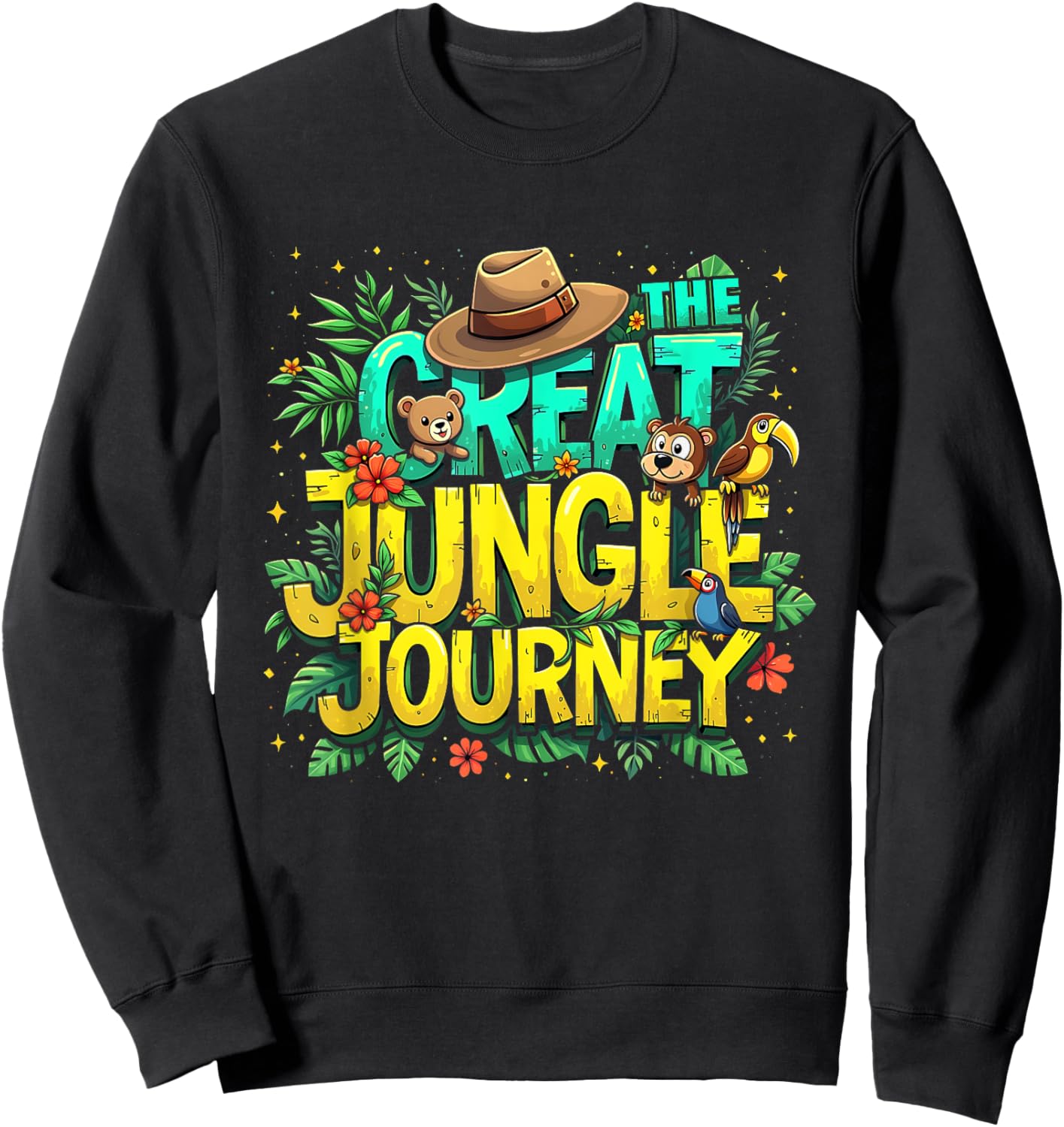 Retro The Great Jungle Journey Adventure Theme VBS Costume Sweatshirt - Sweatshirt | Black