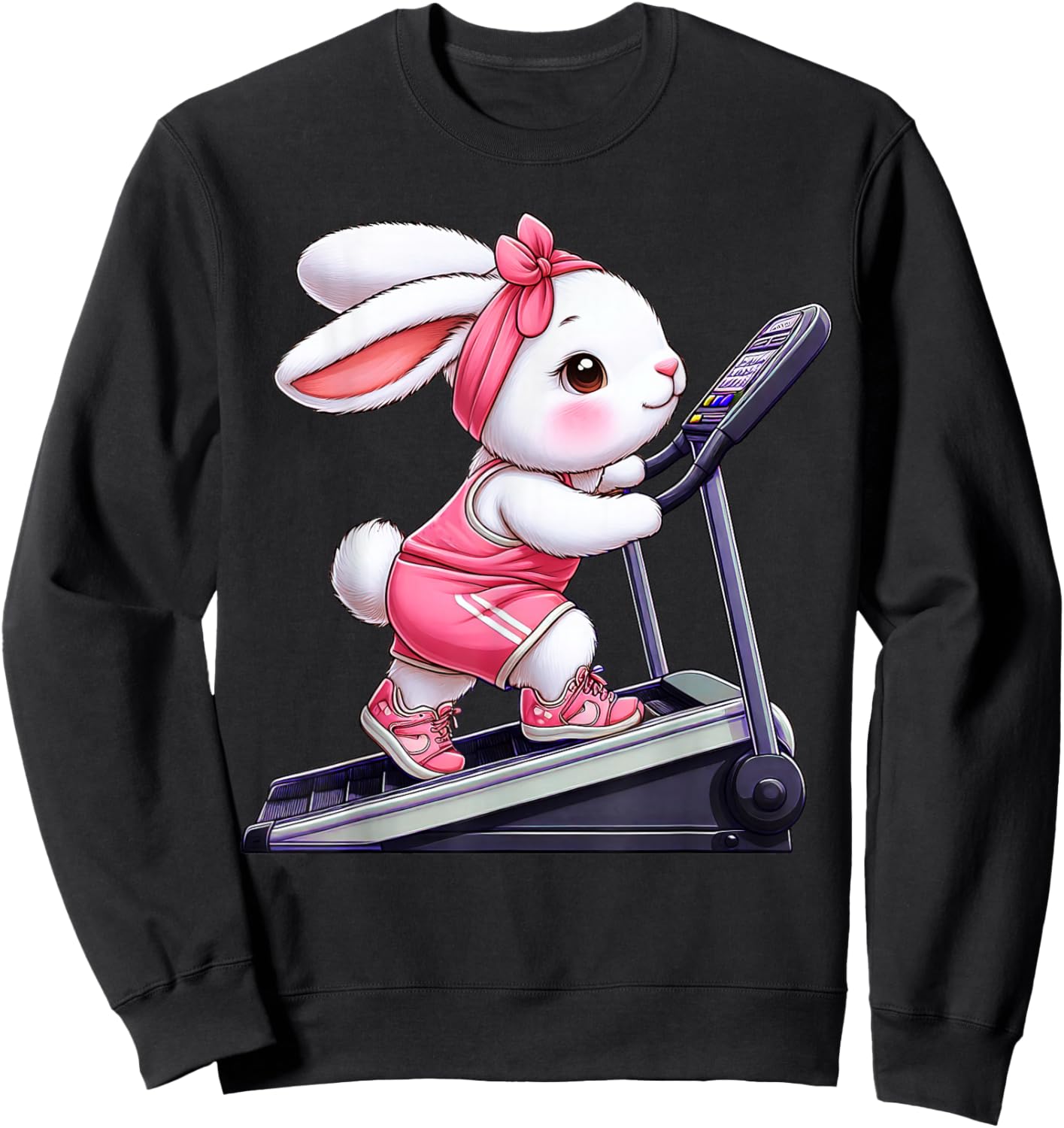 Easter Bunny on Stair Climber Gym Fitness Workout Training Sweatshirt - Sweatshirt | Black